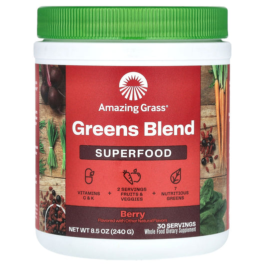 Amazing Grass Berry Greens Superfood Powder, Organic, Non-GMO - Image 1