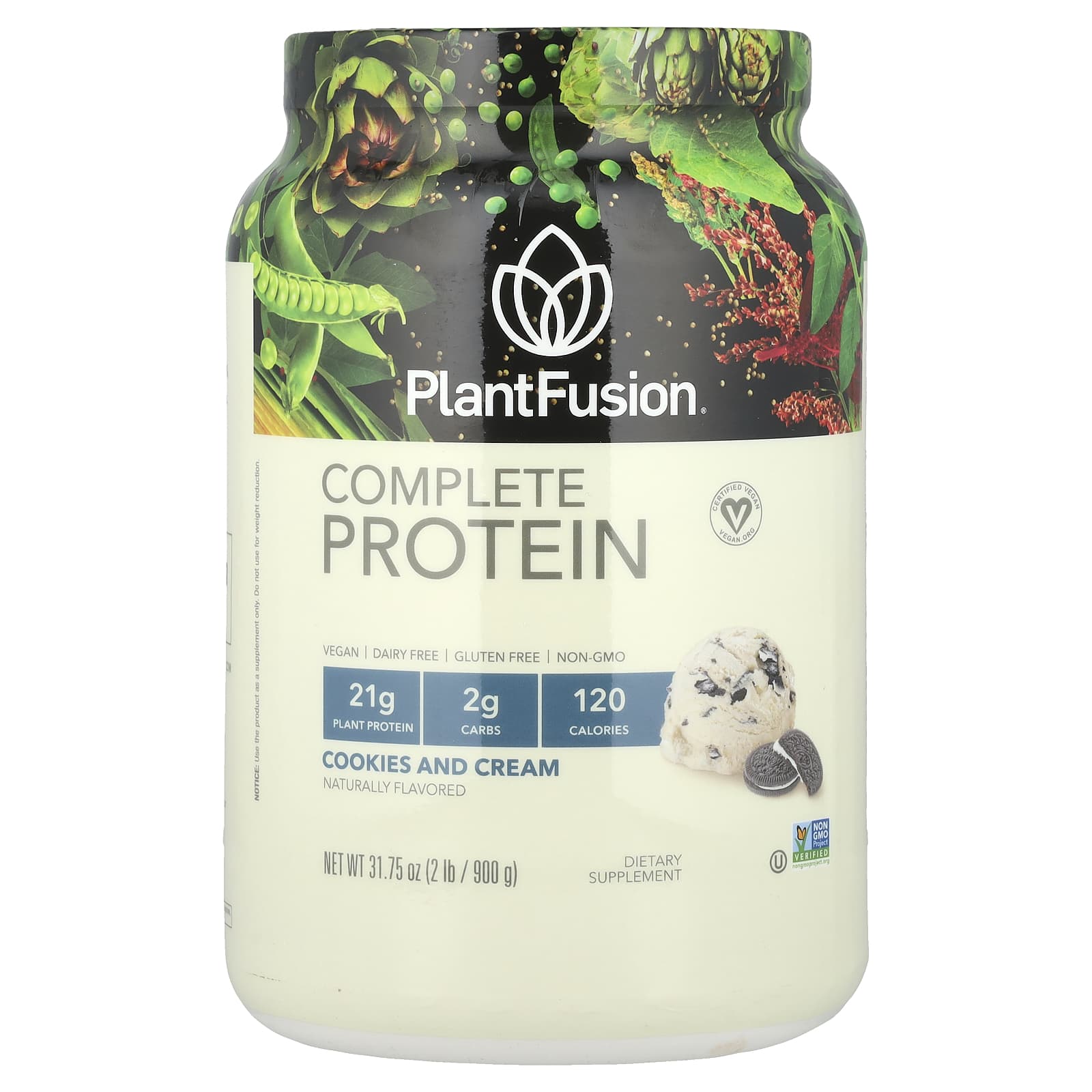 PlantFusion, Complete Protein, Cookies and Cream, 2 lb (900 g) - Image 1