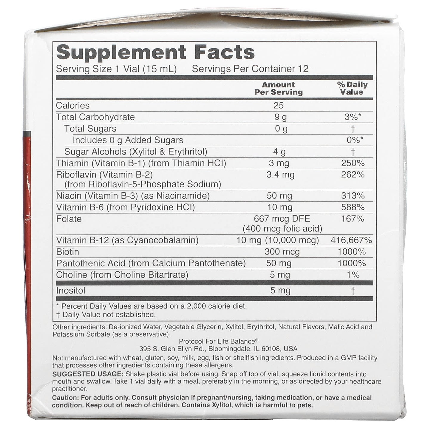 Protocol for Life Balance, Nutri-Dose B-12, Mixed Berry, 10,000 mcg, 12 Vials, 0.5 fl oz (15 ml) Each - Image 2