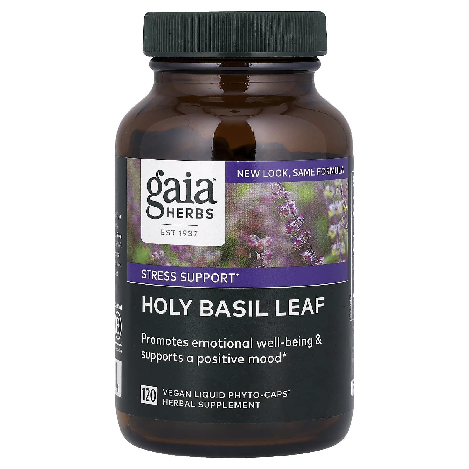 Holy Basil Leaf Stress Support Supplement by Gaia Herbs | Vegan & Gluten-Free - Image 1