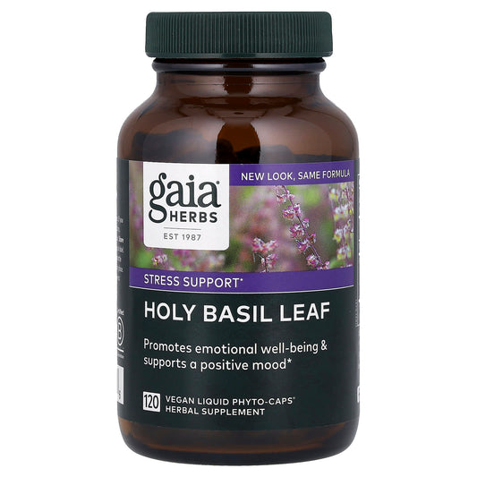 Holy Basil Leaf Stress Support Supplement by Gaia Herbs | Vegan & Gluten-Free - Image 1