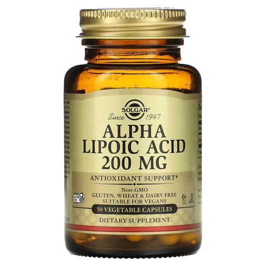 Solgar, Alpha Lipoic Acid, 200 mg, 50 Vegetable Capsules - Image 1