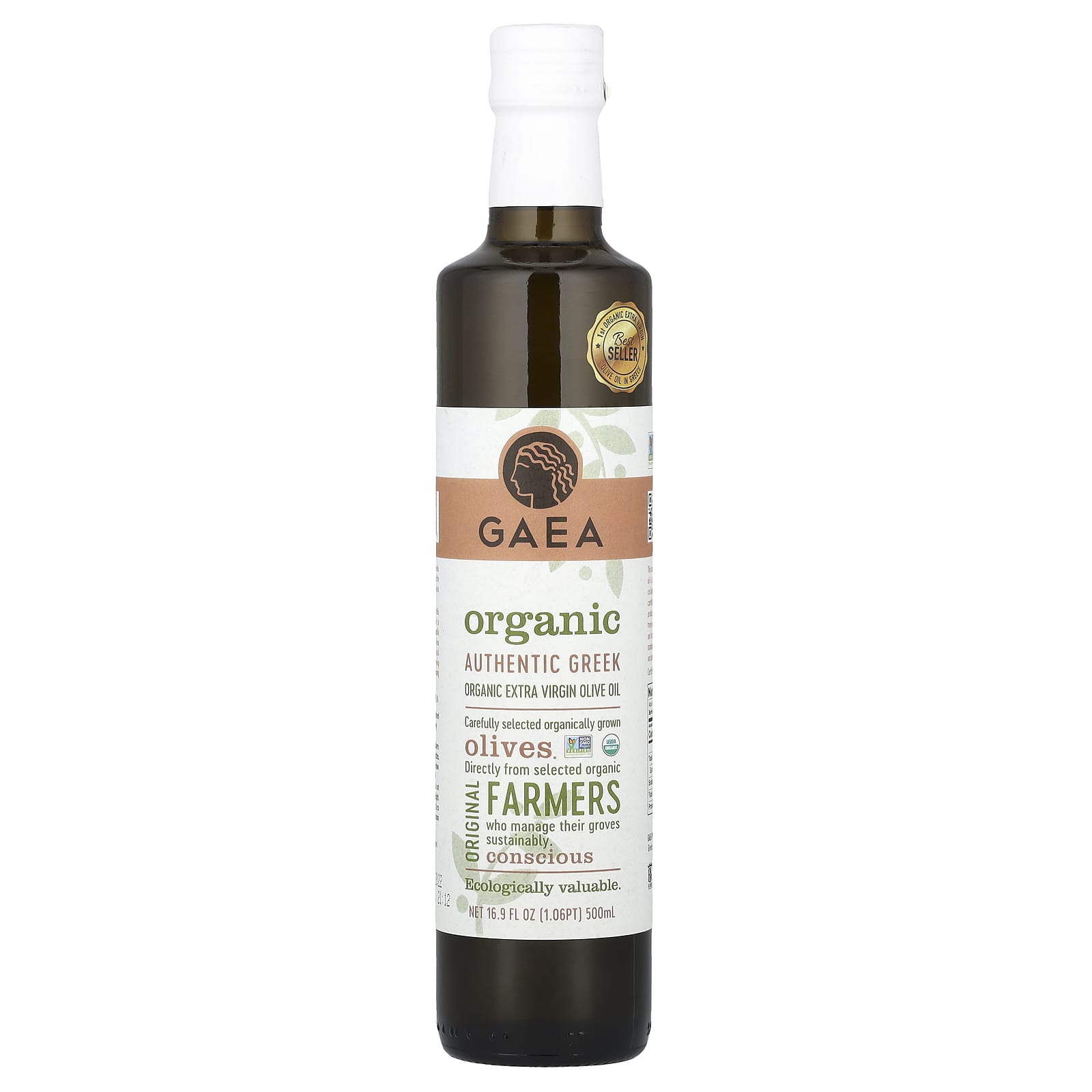 Gaea Organic Extra Virgin Olive Oil, 16.9 fl oz (500 ml) | Greek Olive Oil - Image 1