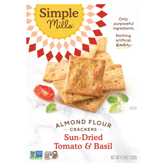 Simple Mills, Almond Flour Crackers, Sun-Dried Tomato & Basil, 4.25 oz (120 g) - Image 1
