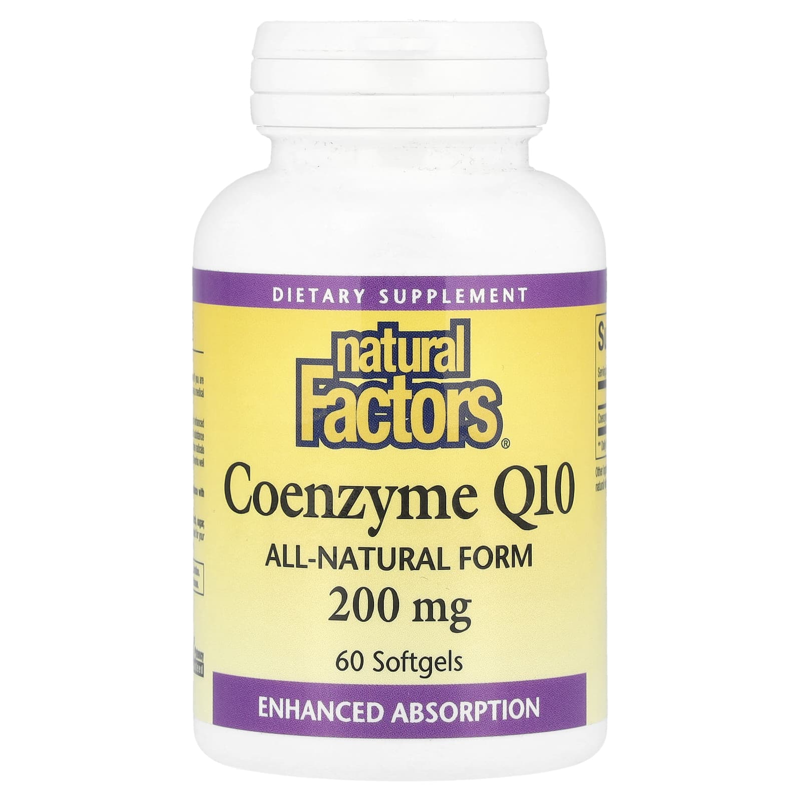 Natural Factors, Coenzyme Q10, 200 mg, 60 Softgels - Image 1