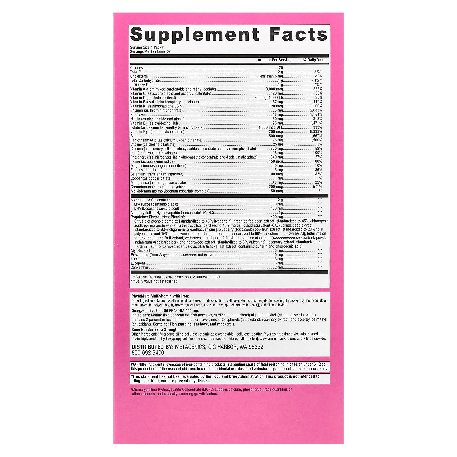 Metagenics, Wellness Essentials®, Women's Daily Packs, 30 Packets - Image 2