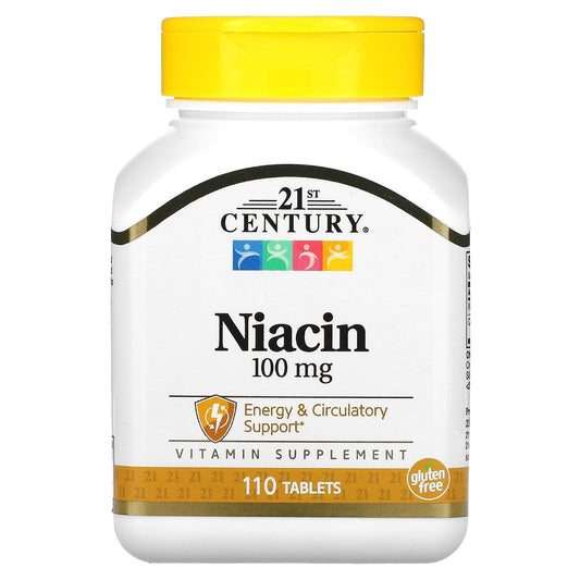 Niacin Energy & Circulatory Support Supplement by 21st Century, 100mg, 110 Tablets - Image 1