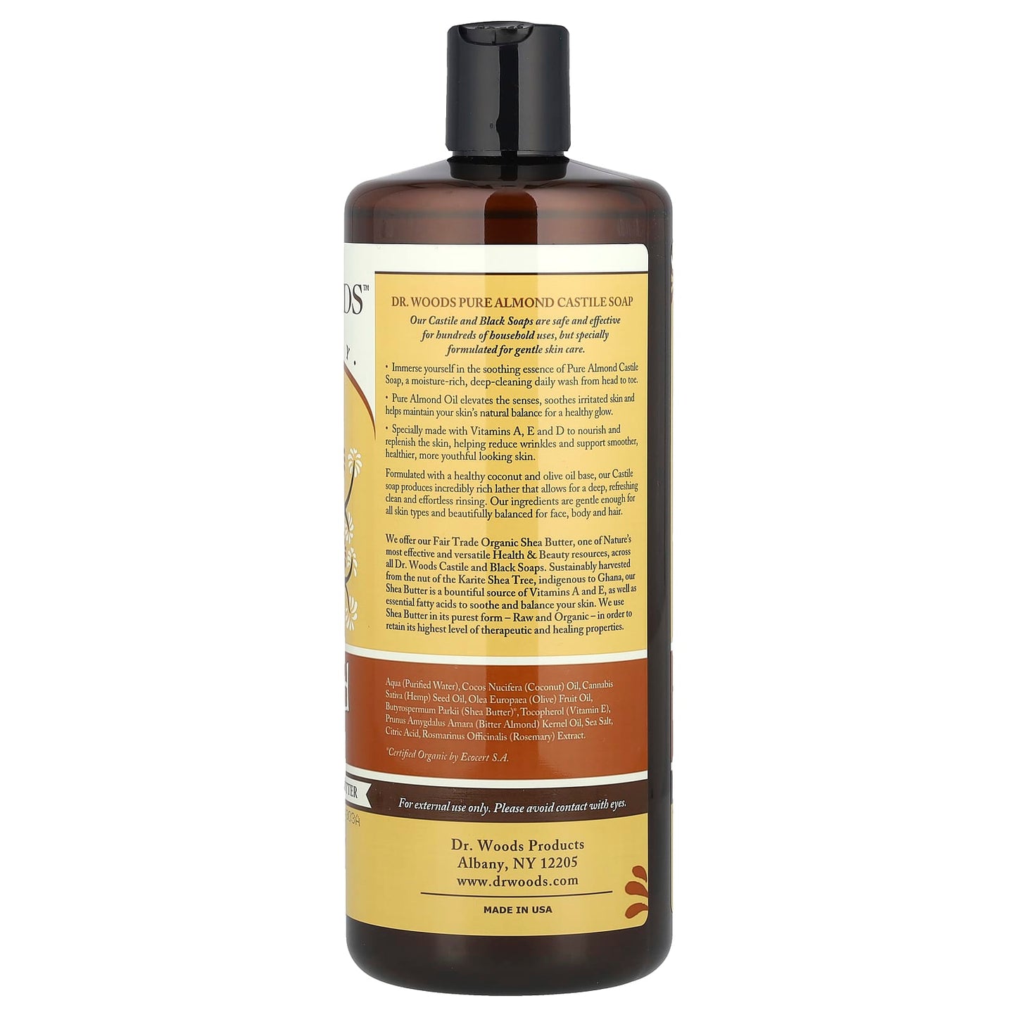 Nourishing Almond Castile Soap with Fair Trade Shea Butter by Dr. Woods - 32 fl oz - Image 2