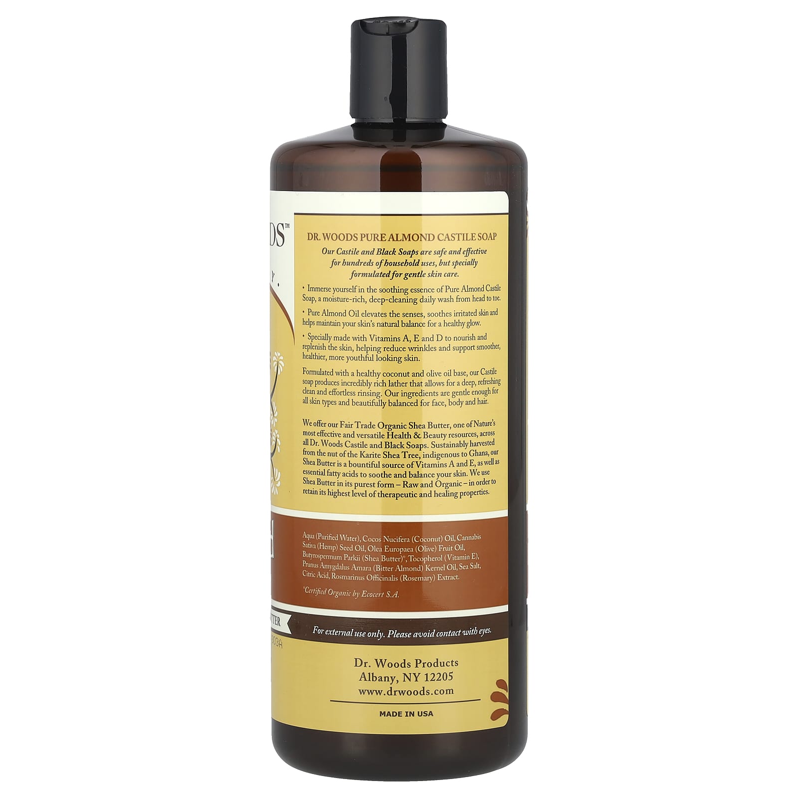 Nourishing Almond Castile Soap with Fair Trade Shea Butter by Dr. Woods - 32 fl oz - Image 2