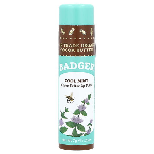 Badger Organic Cocoa Butter Lip Balm, Cool Mint 0.25 oz (7g) - Image 1