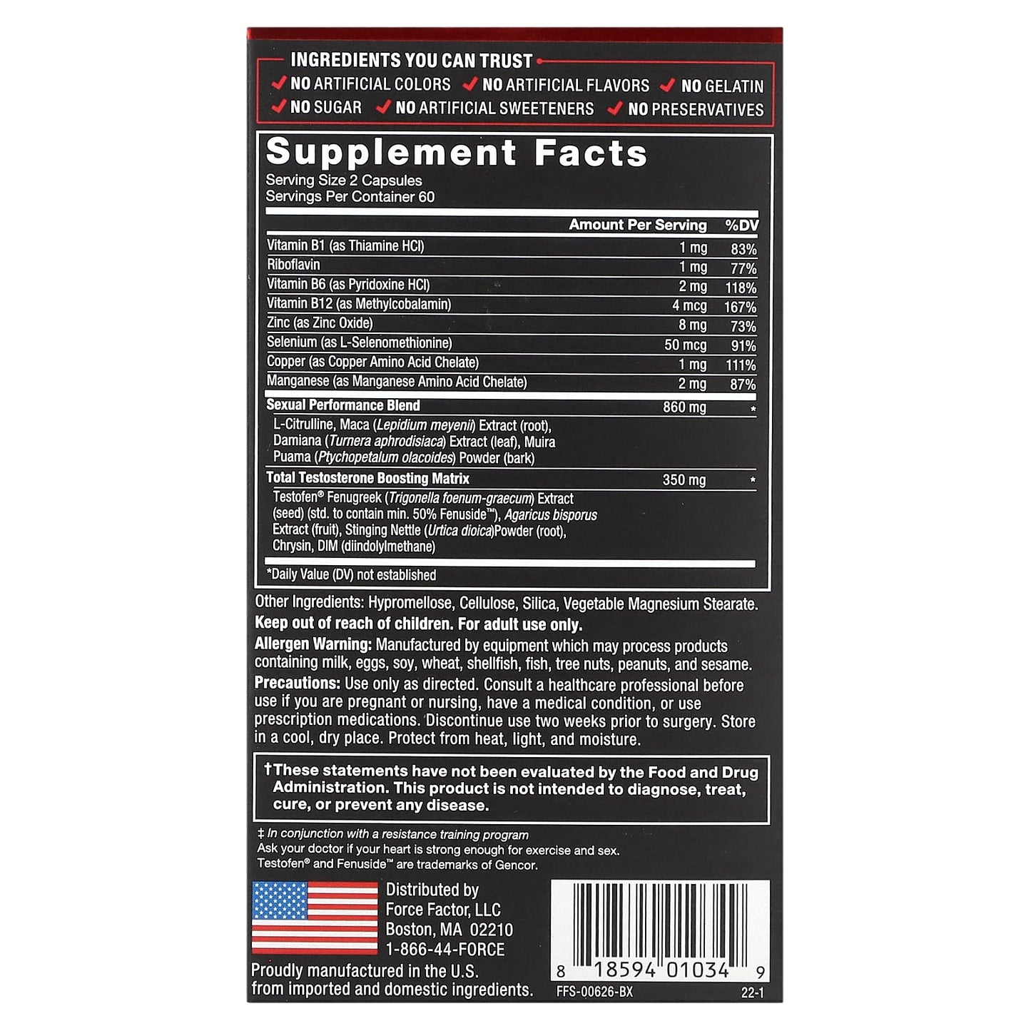 Force Factor Test X180 Alpha 120 Capsules - Boost Libido & Strength - Image 2