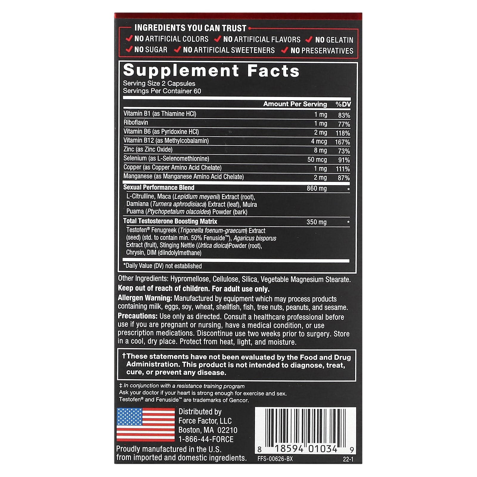 Force Factor Test X180 Alpha 120 Capsules - Boost Libido & Strength - Image 2