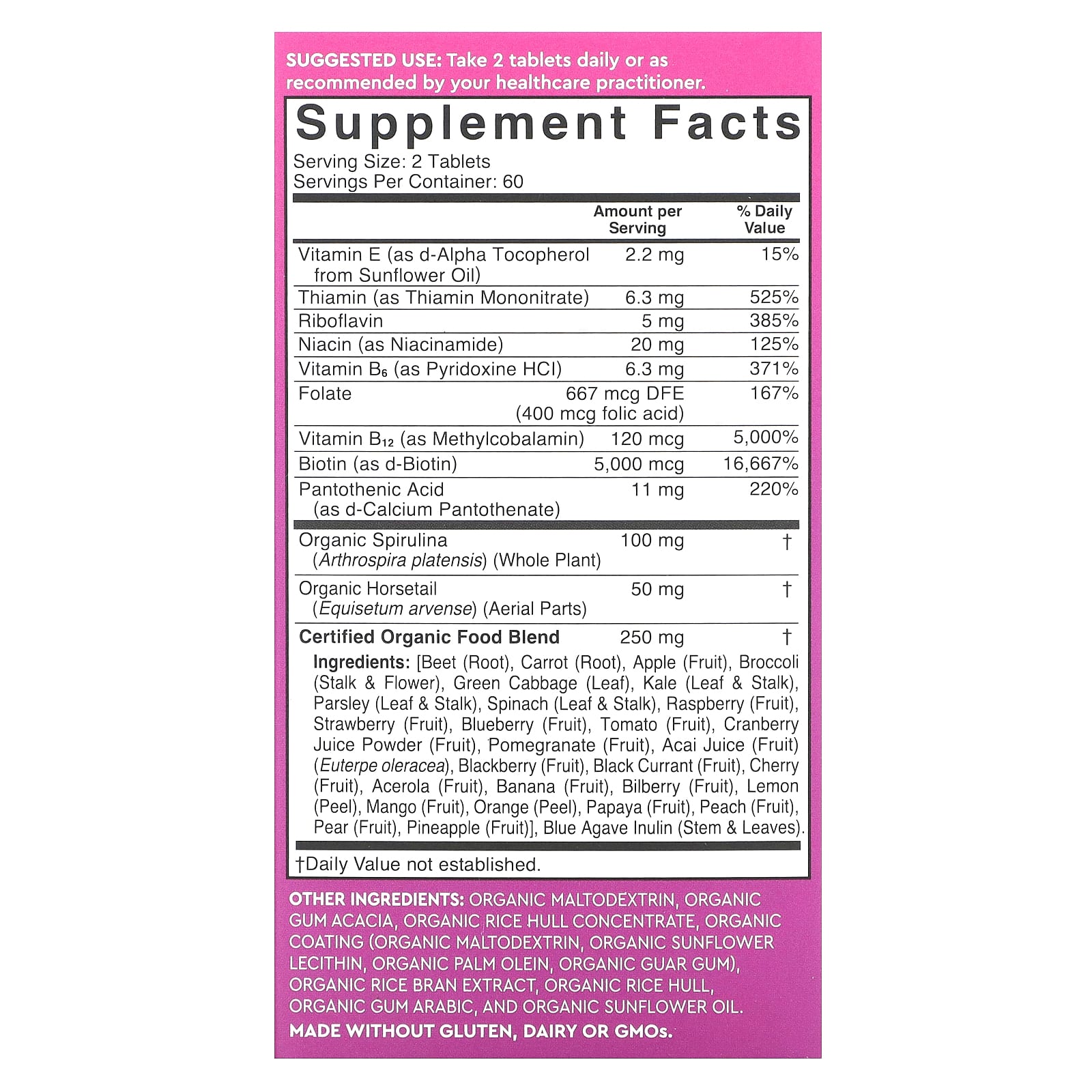 Viva Naturals, Organic Hair + Skin & Nails, 120 Tablets - Image 2