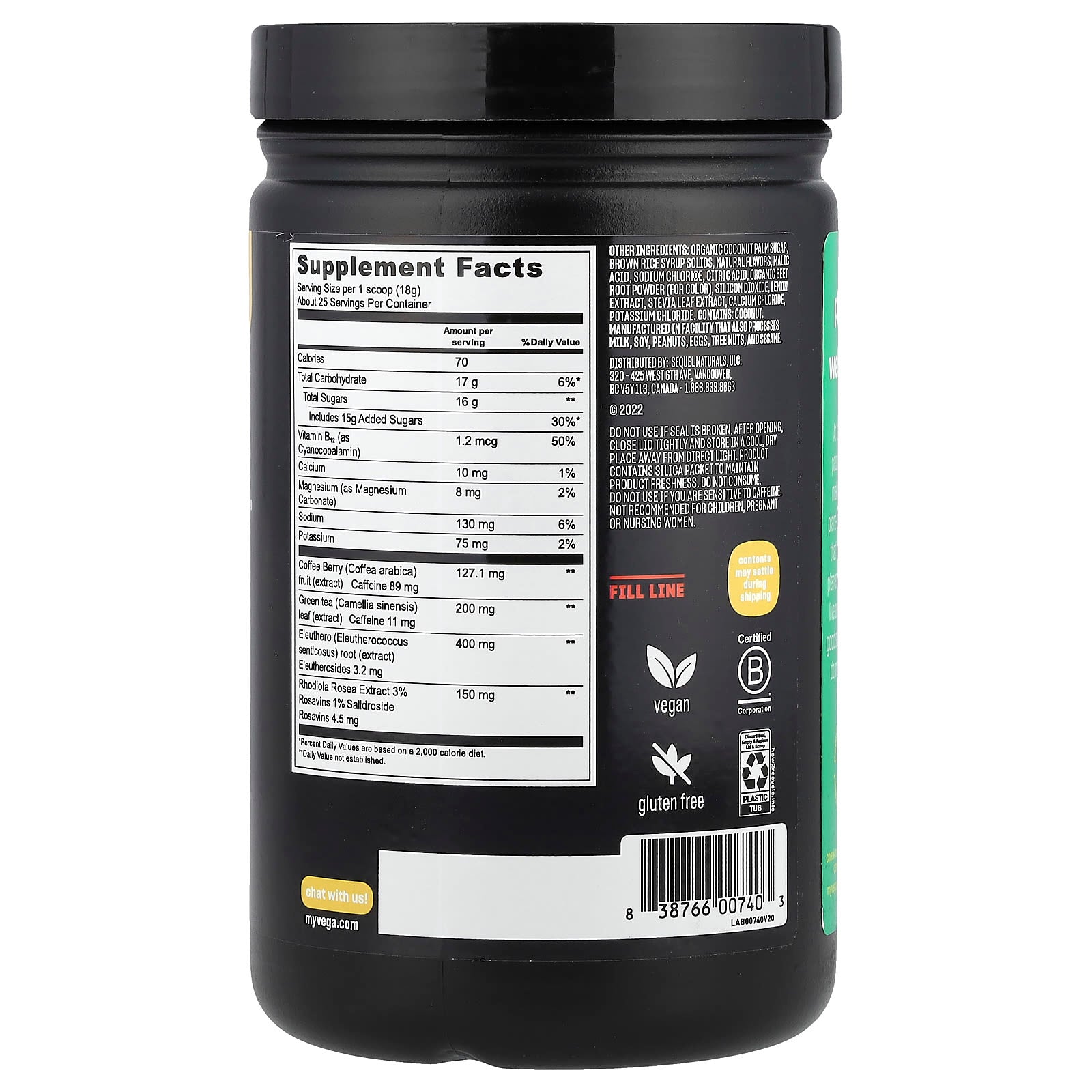 Vega, Sport, Plant-Based Pre-Workout, Strawberry Lemonade, 1 lb 0.1 oz (455 g) - Image 2