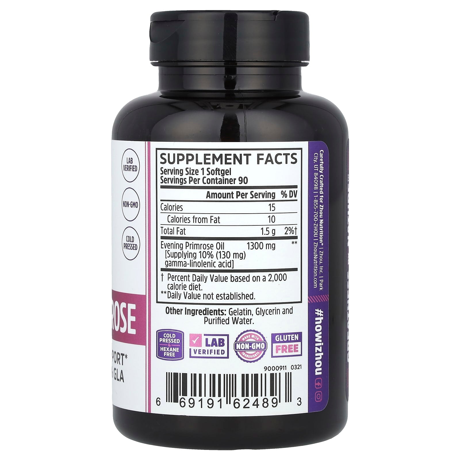 Zhou Nutrition, Evening Primrose, 90 Softgels - Image 2