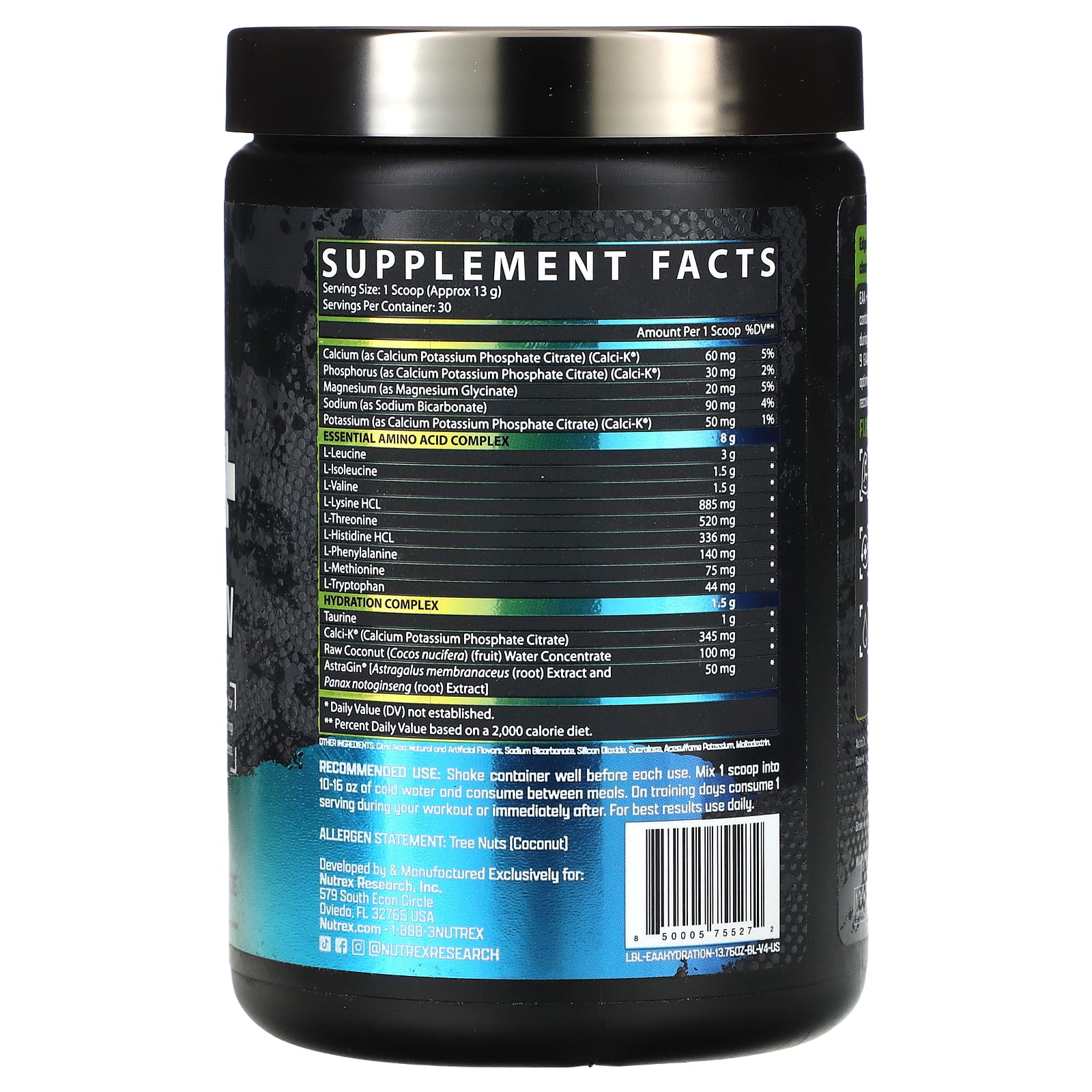 Nutrex Research, EAA+ Hydration, Blueberry Lemonade, 13.76 oz (390 g) - Image 2