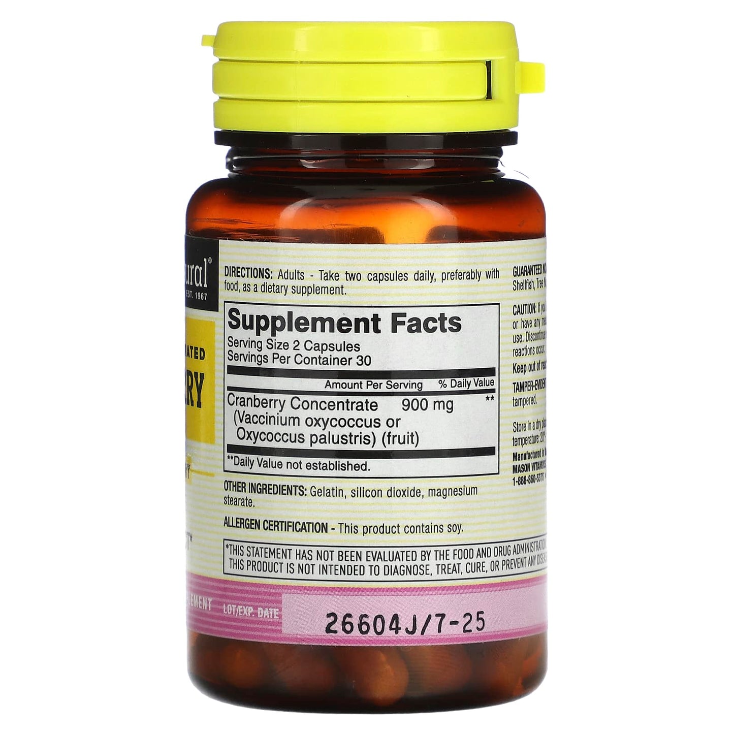 Mason Natural, Highly Concentrated Cranberry, 60 Capsules (450 mg per Capsule) - Image 2