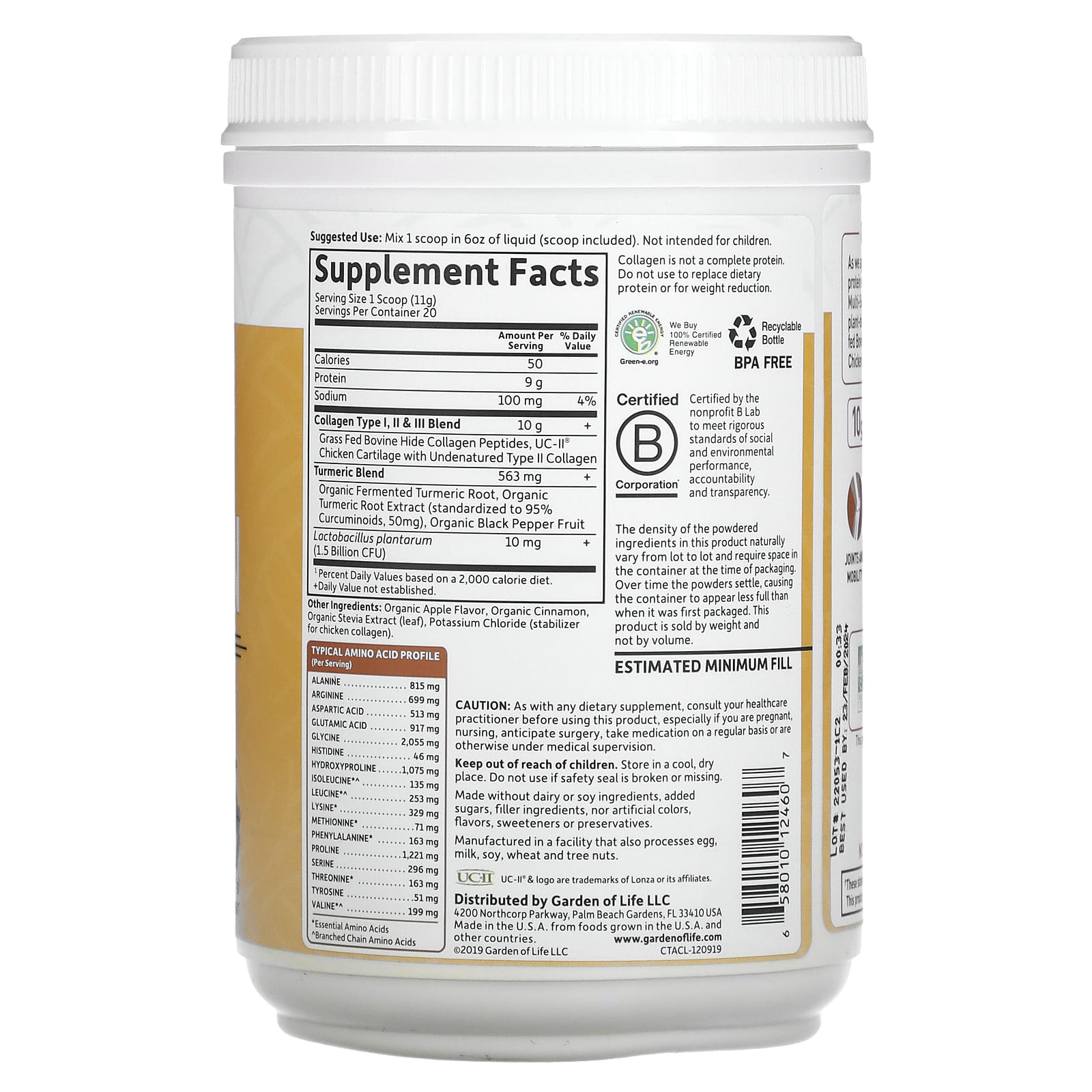 Collagen Turmeric Supplement for Joints & Skin - Garden of Life - Image 2