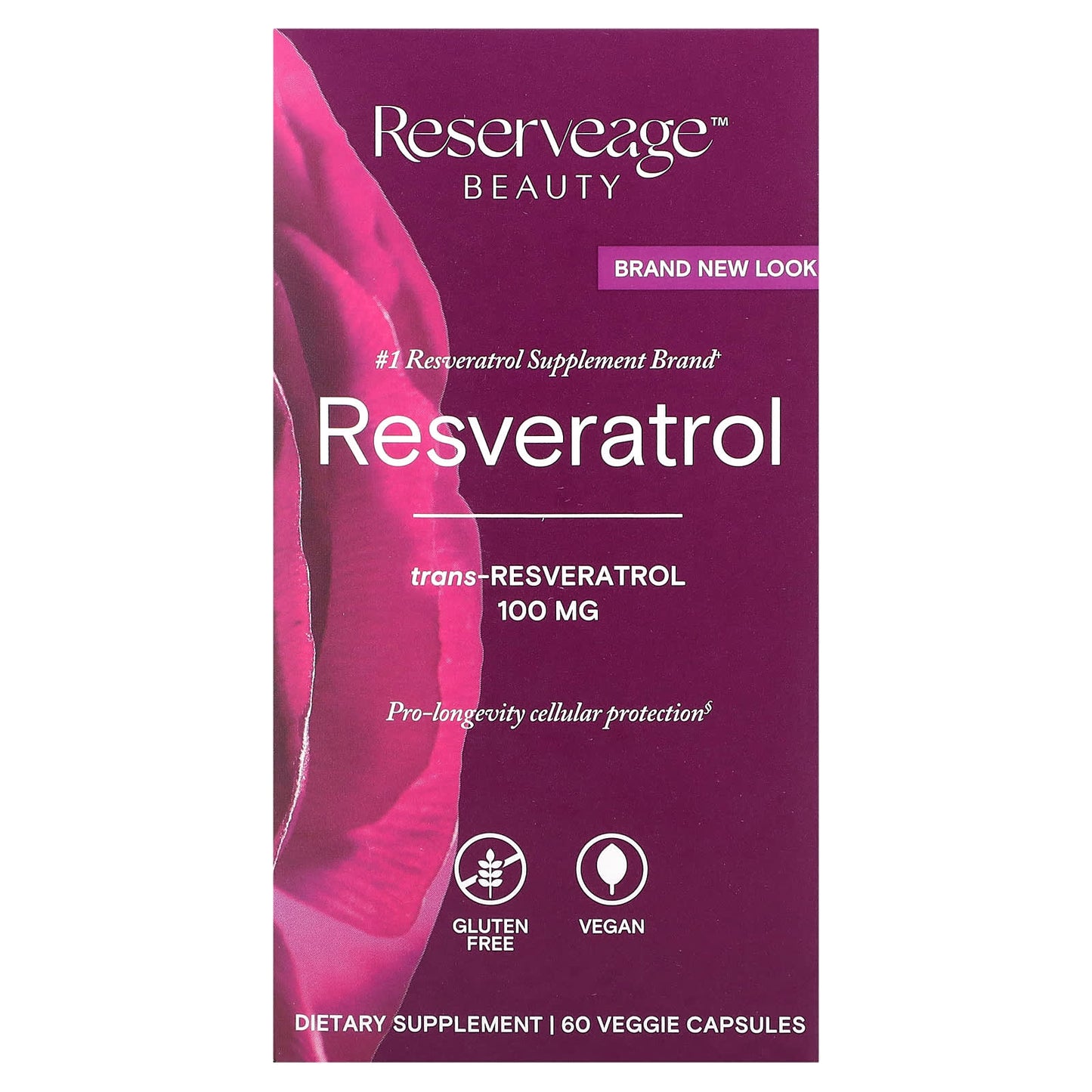 Reserveage Beauty, Resveratrol, 100 mg, 60 Veggie Capsules - Image 1