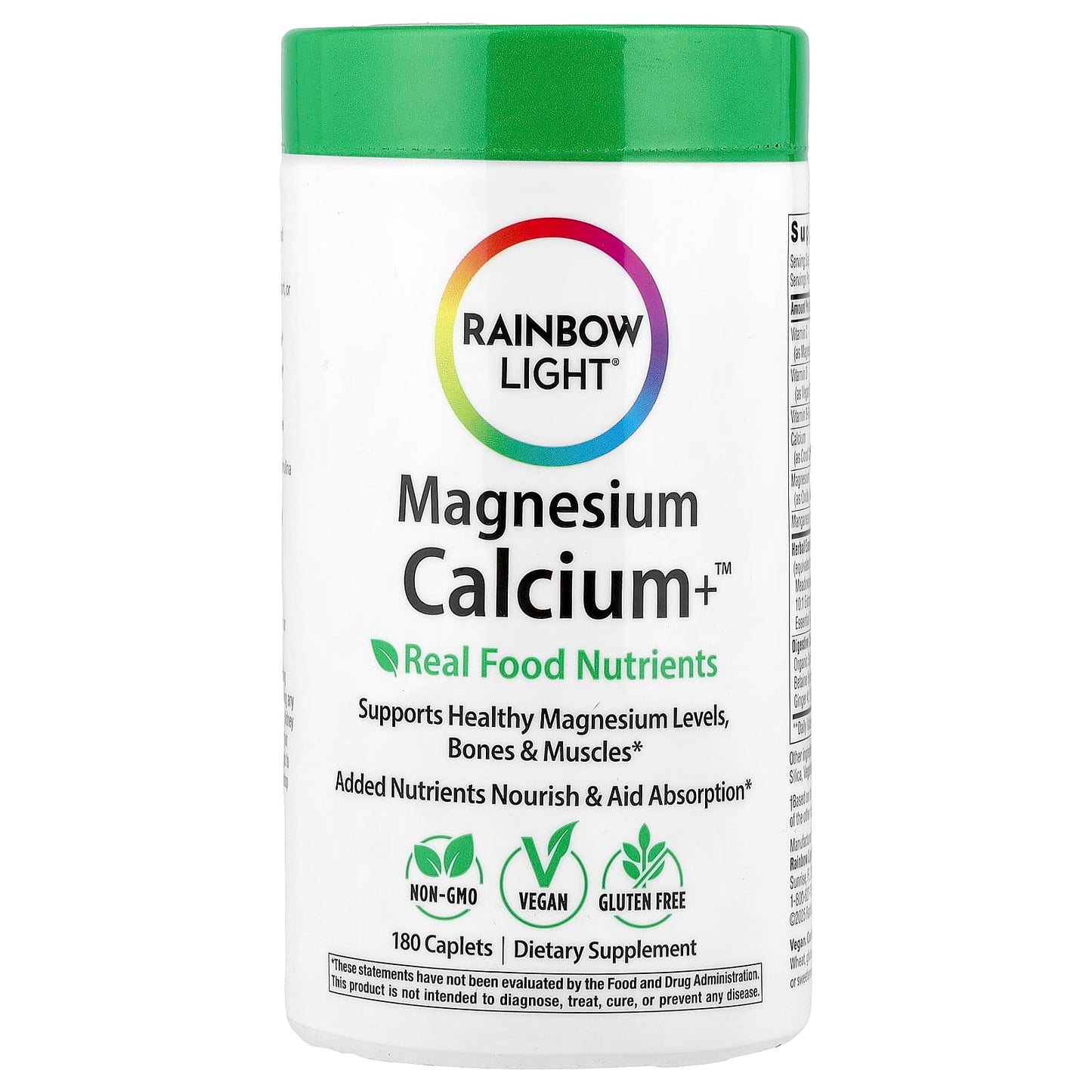 Rainbow Light, Magnesium Calcium+™, 180 Caplets - Image 1