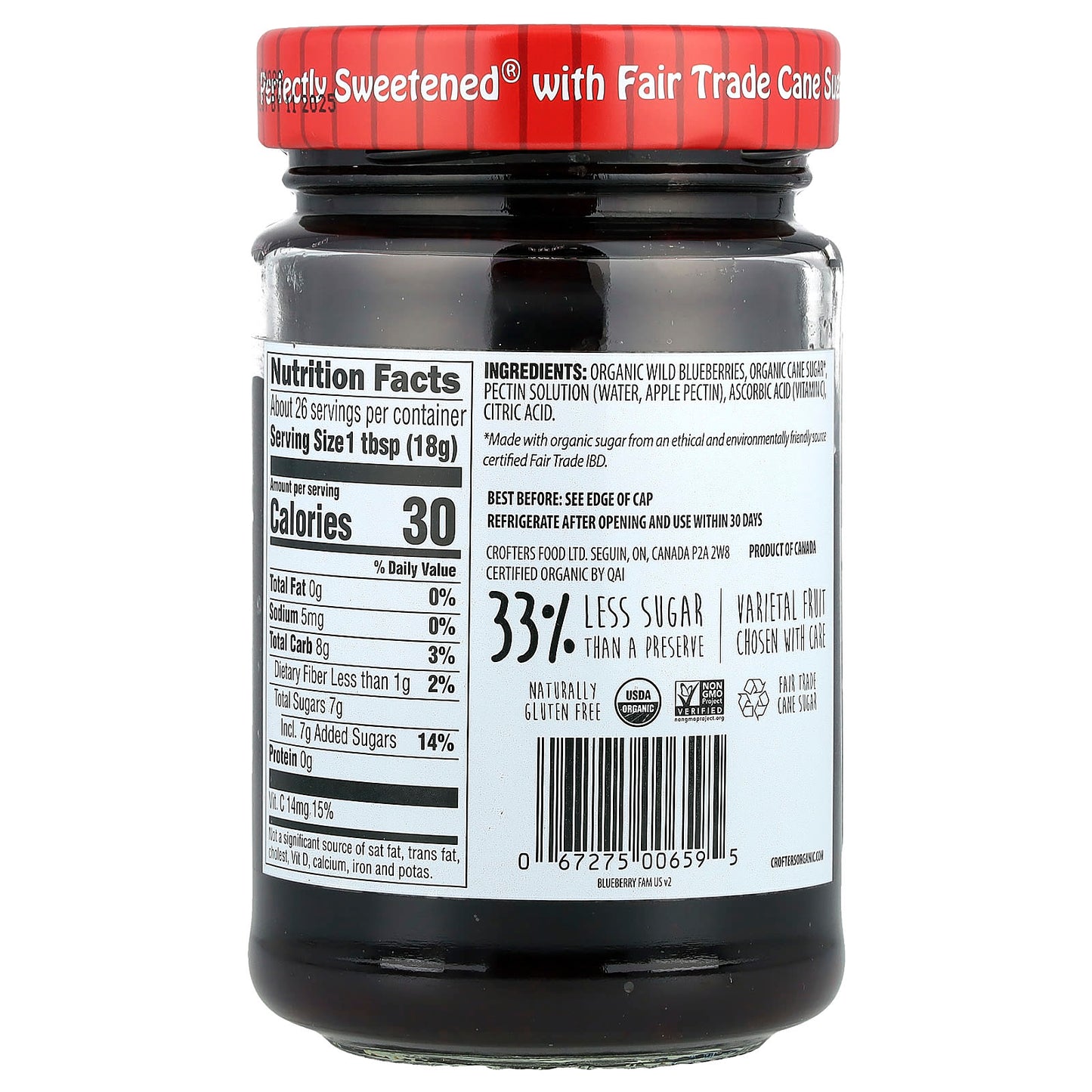 Crofter's Organic, Premium Spread, Organic Wild Blueberry, 16.5 oz (468 g)