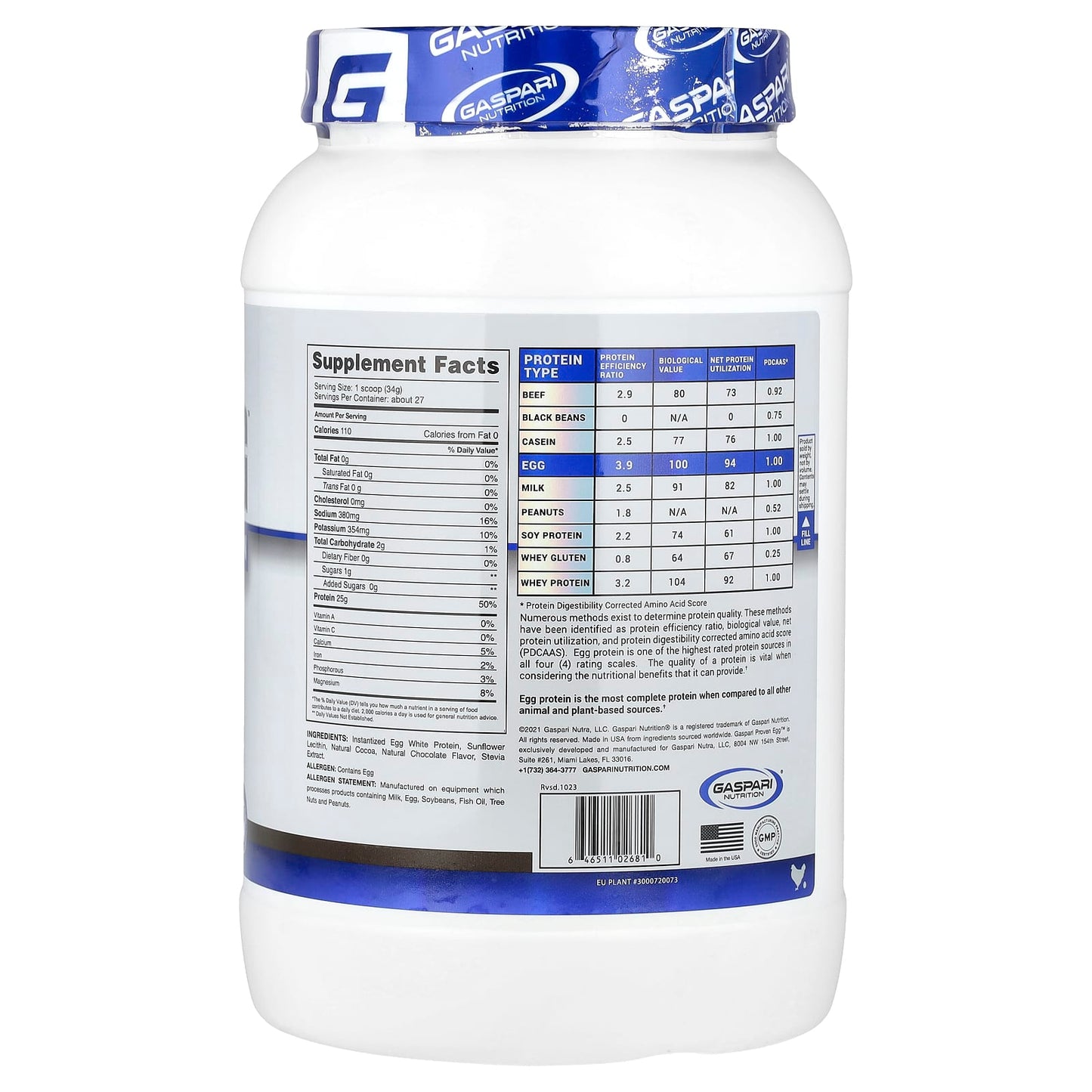 Gaspari Nutrition Proven Egg 100% Egg White Protein Powder, Chocolate, 2 lbs - Image 2