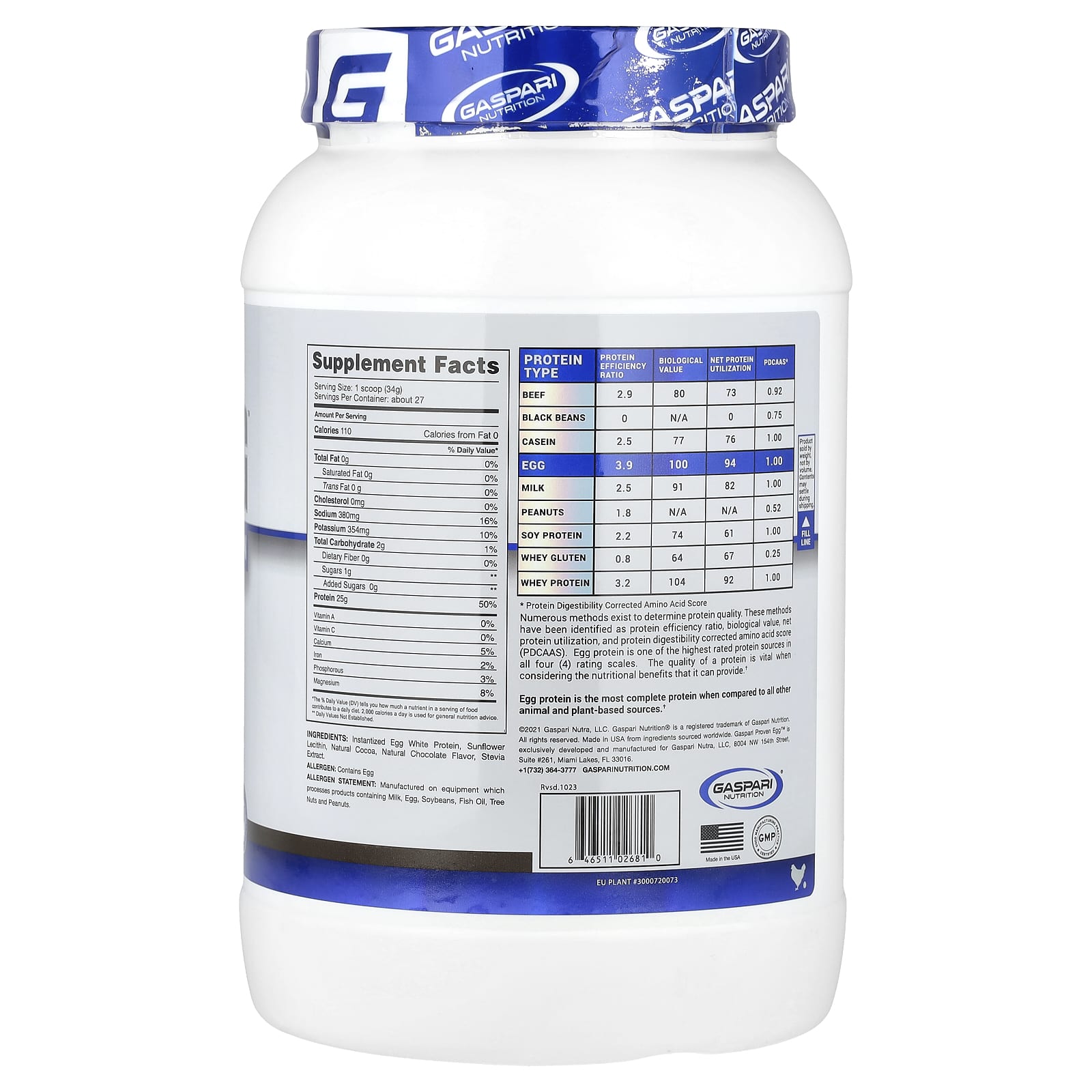 Gaspari Nutrition Proven Egg 100% Egg White Protein Powder, Chocolate, 2 lbs - Image 2