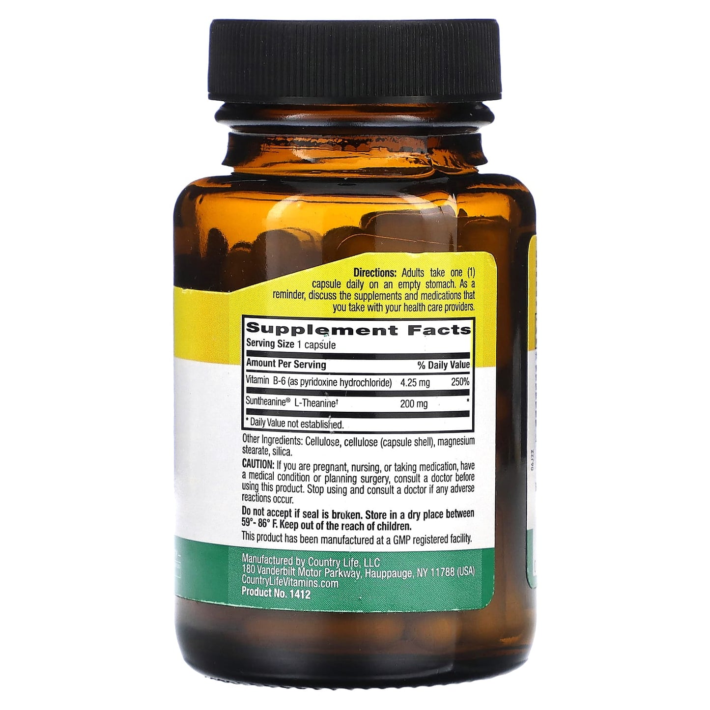 Country Life, L-Theanine, 200 mg, 60 Vegan Capsules