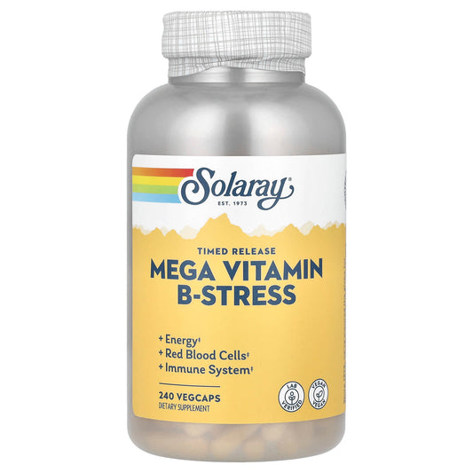 Solaray, Mega Vitamin B-Stress, Timed-Release, 240 VegCaps - Image 1
