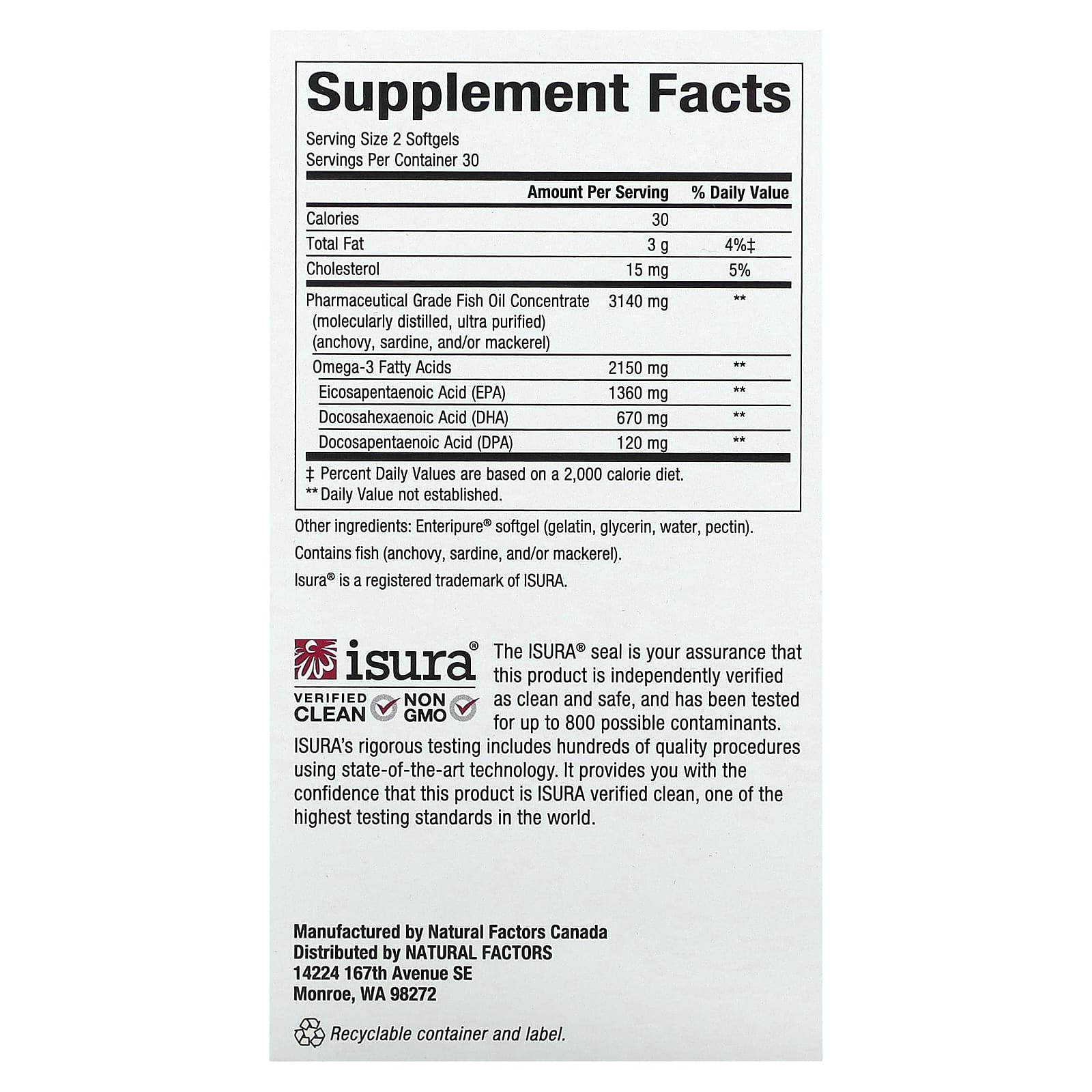 Natural Factors, RxOmega-3 Ultra Strength, 60 Softgels (1,075 mg per Softgel) - Image 2