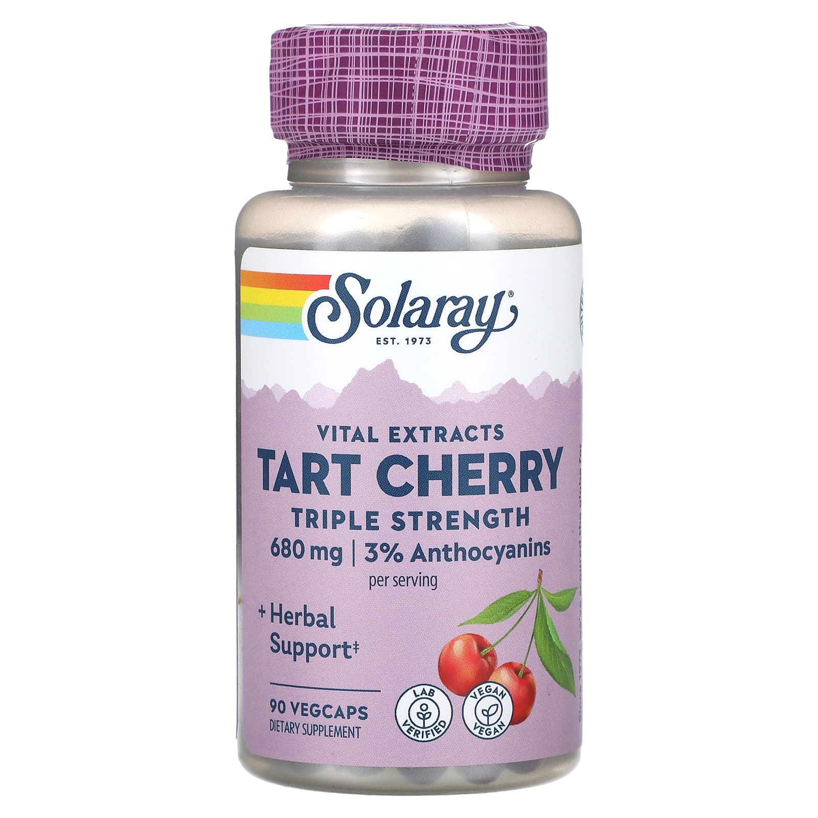 Solaray, Vital Extracts, Tart Cherry, Triple Strength, 90 VegCaps (340 mg per Capsule)