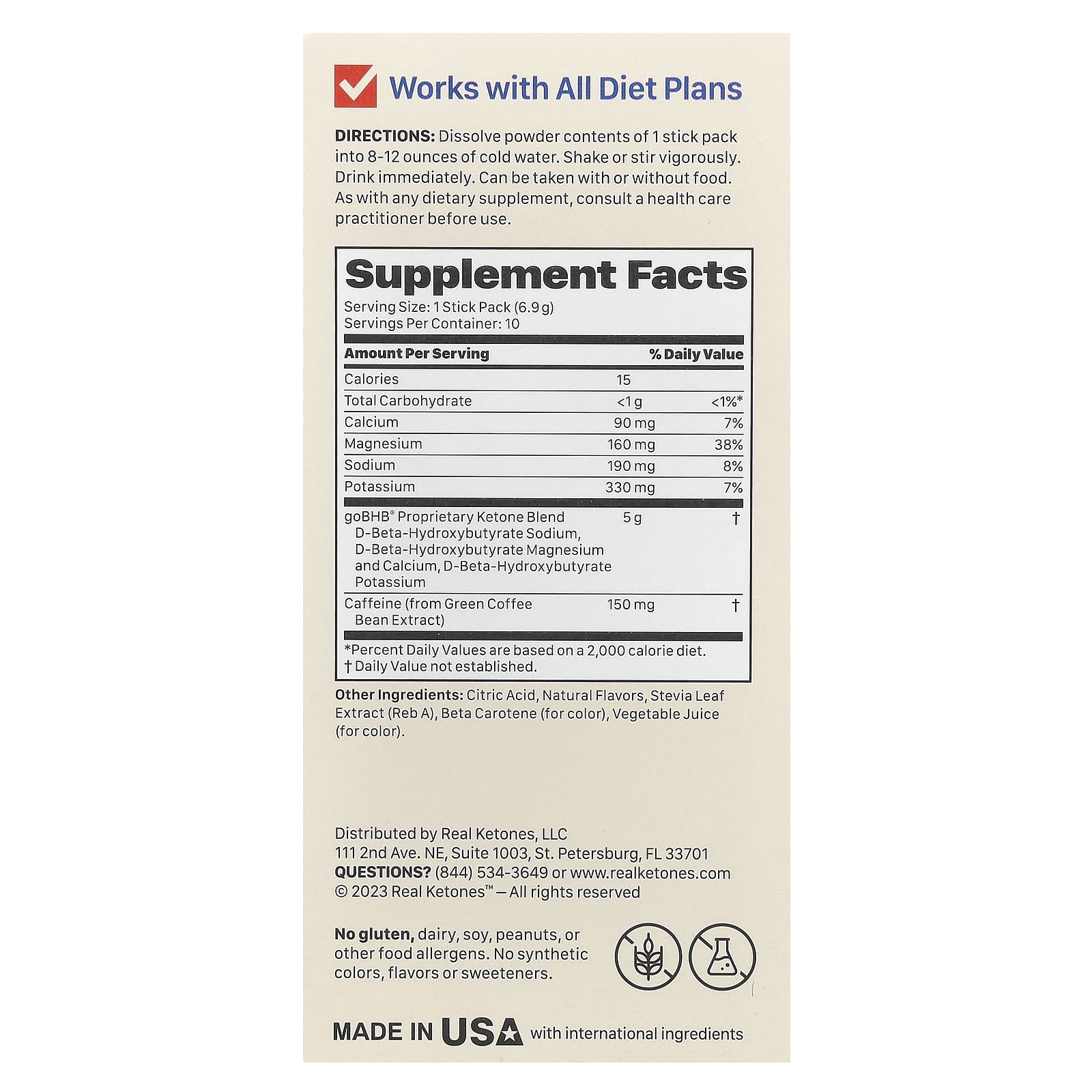 Real Ketones, Metabolic Shift, Peach, 10 Single-Serve Stick Packs, 0.24 oz (6.9 g) Each - Image 2