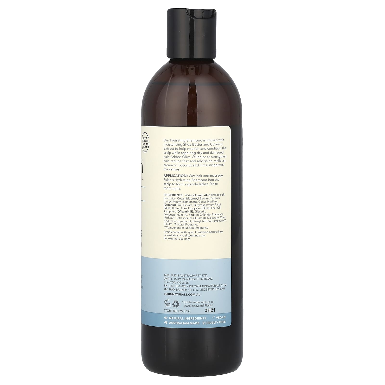 Sukin, Hydrating Shampoo, Dry & Damaged Hair, 16.9 fl oz (500 ml) - Image 2