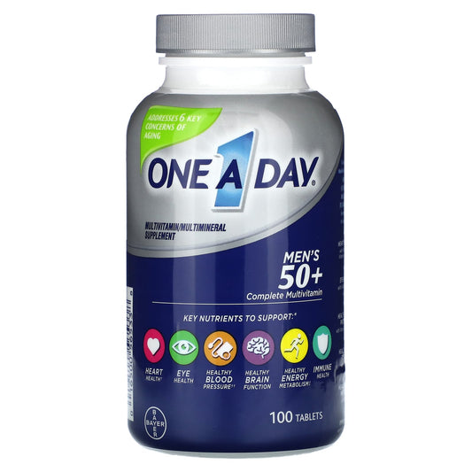 One-A-Day, Men's 50+, Complete Multivitamin/Multimineral Supplement, 100 Tablets - Image 1
