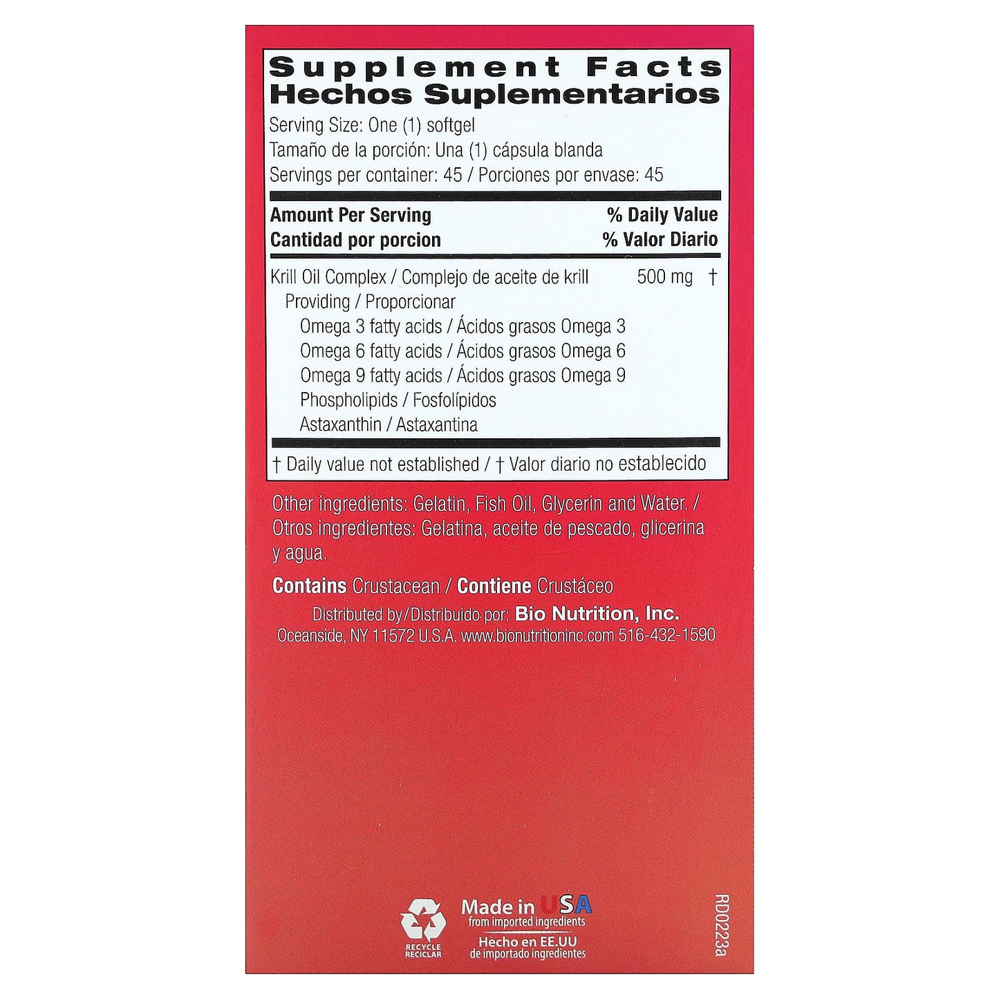 Bio Nutrition Krill Oil Complex - 500mg Omega-3 Softgels - Image 2
