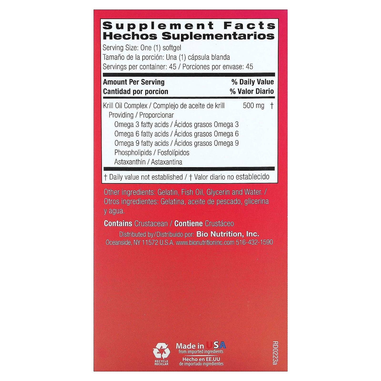 Bio Nutrition Krill Oil Complex - 500mg Omega-3 Softgels - Image 2