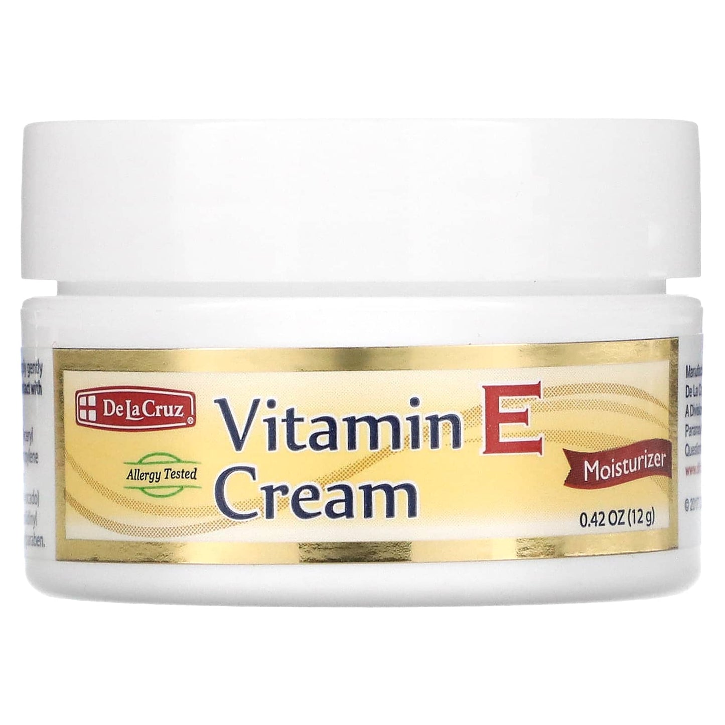 De La Cruz Vitamin E Cream for Dry Skin & Wrinkles - 0.42 oz (12g) - Image 1
