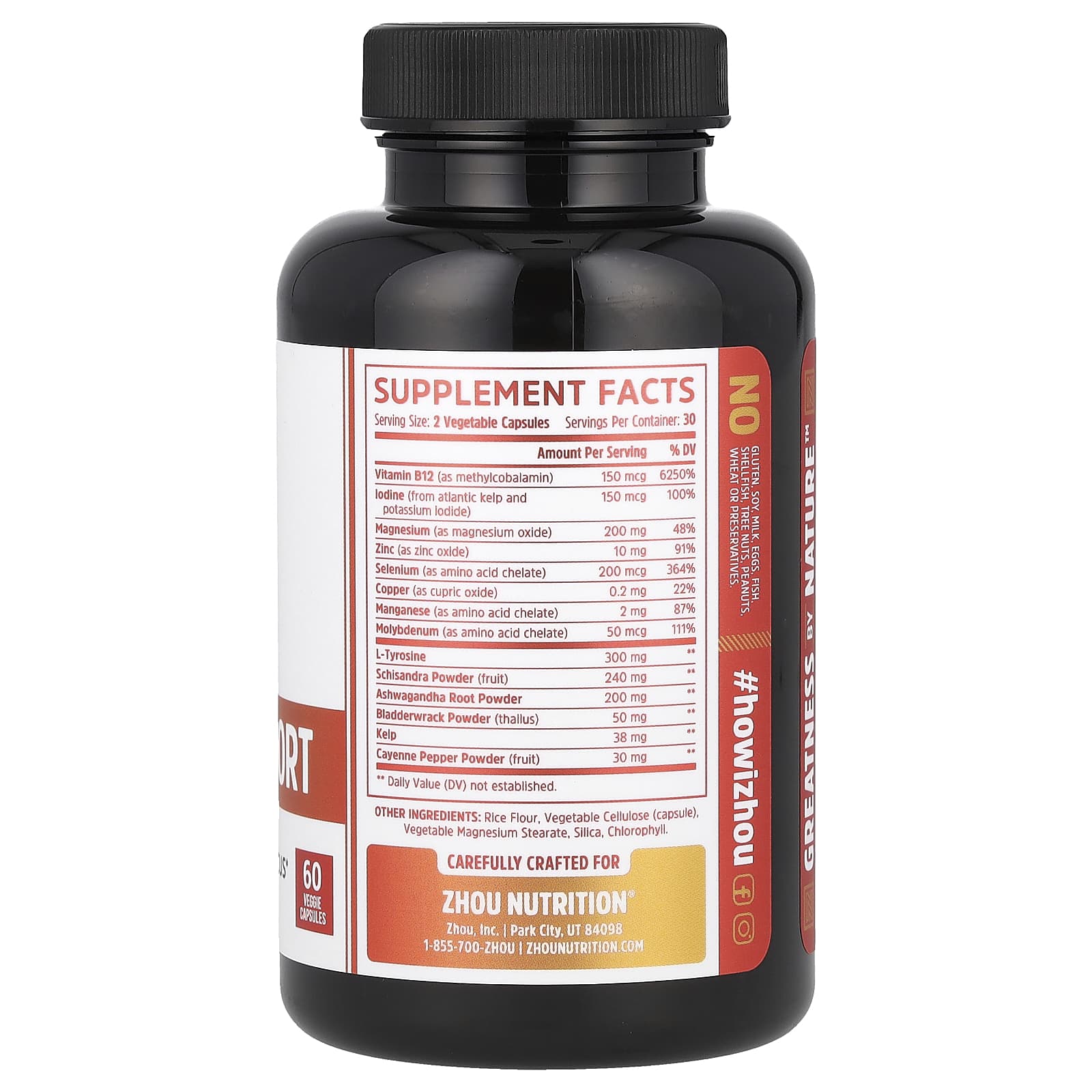 Zhou Nutrition, Thyroid Support with Iodine, 60 Veggie Capsules - Image 2