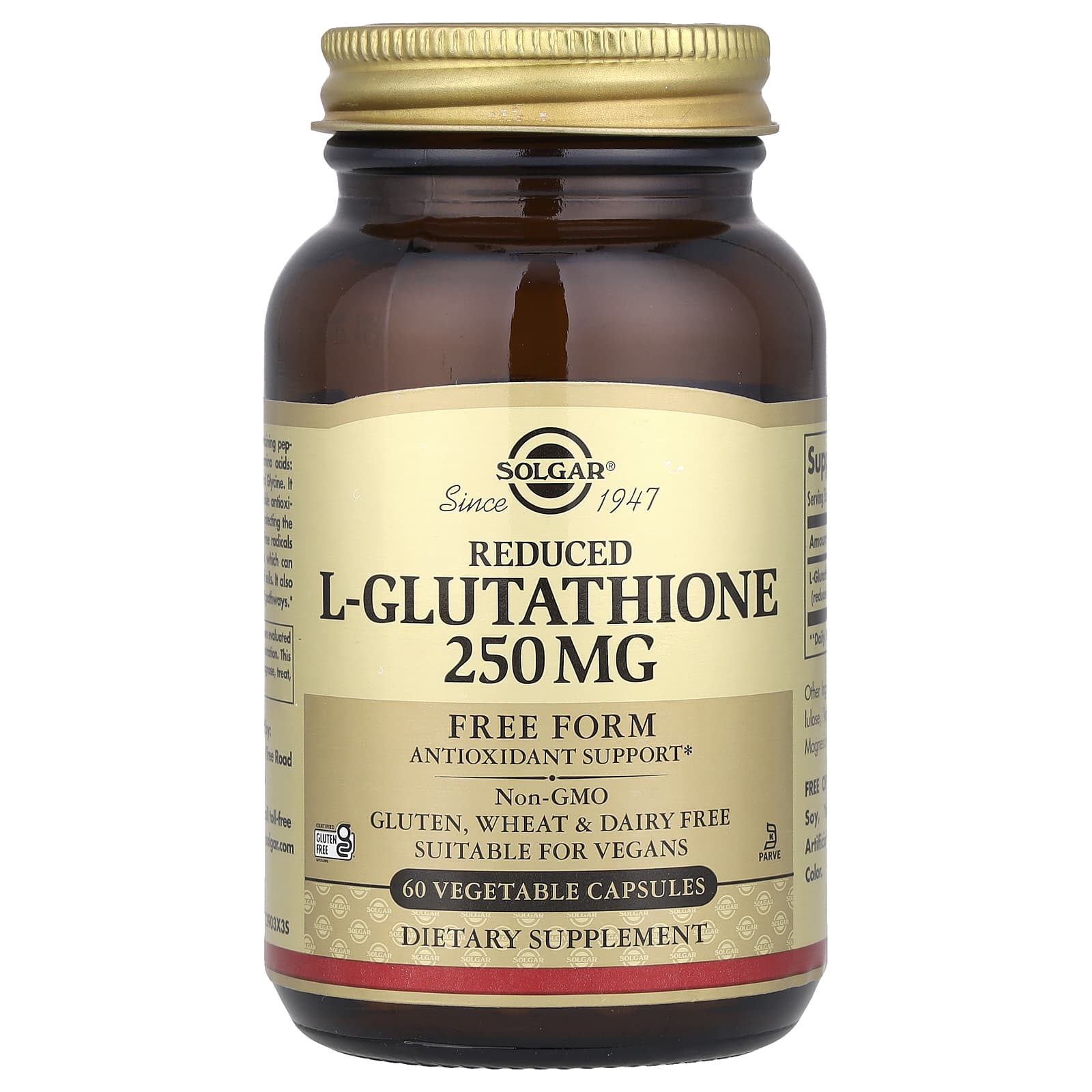 Solgar, Reduced L-Glutathione, 250 mg, 60 Vegetable Capsules