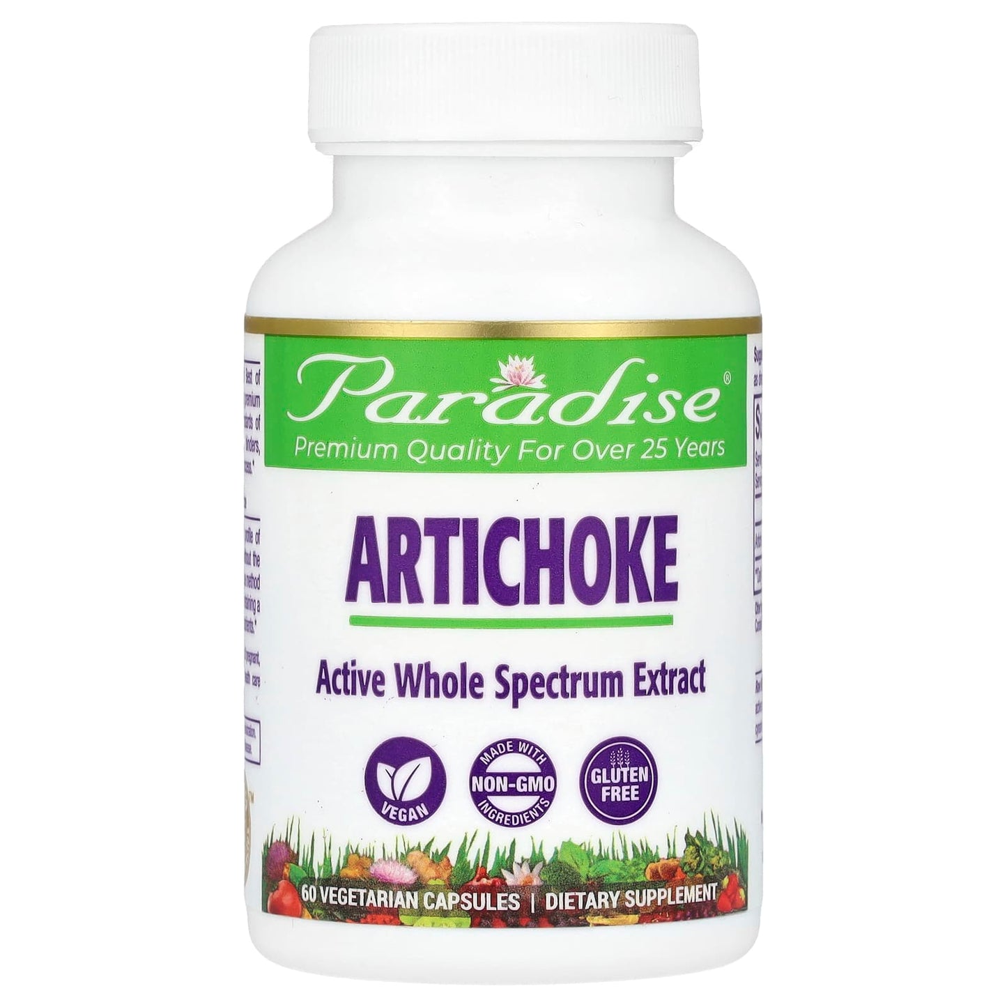 Paradise Herbs, Artichoke, 60 Vegetarian Capsules (250 mg per Capsule) - Image 1