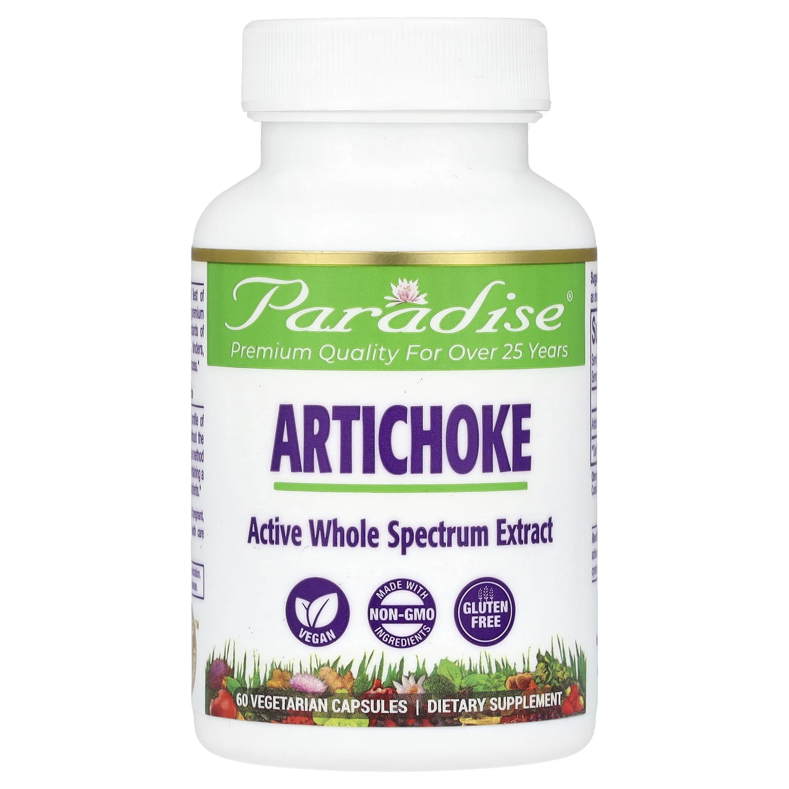 Paradise Herbs, Artichoke, 60 Vegetarian Capsules (250 mg per Capsule) - Image 1