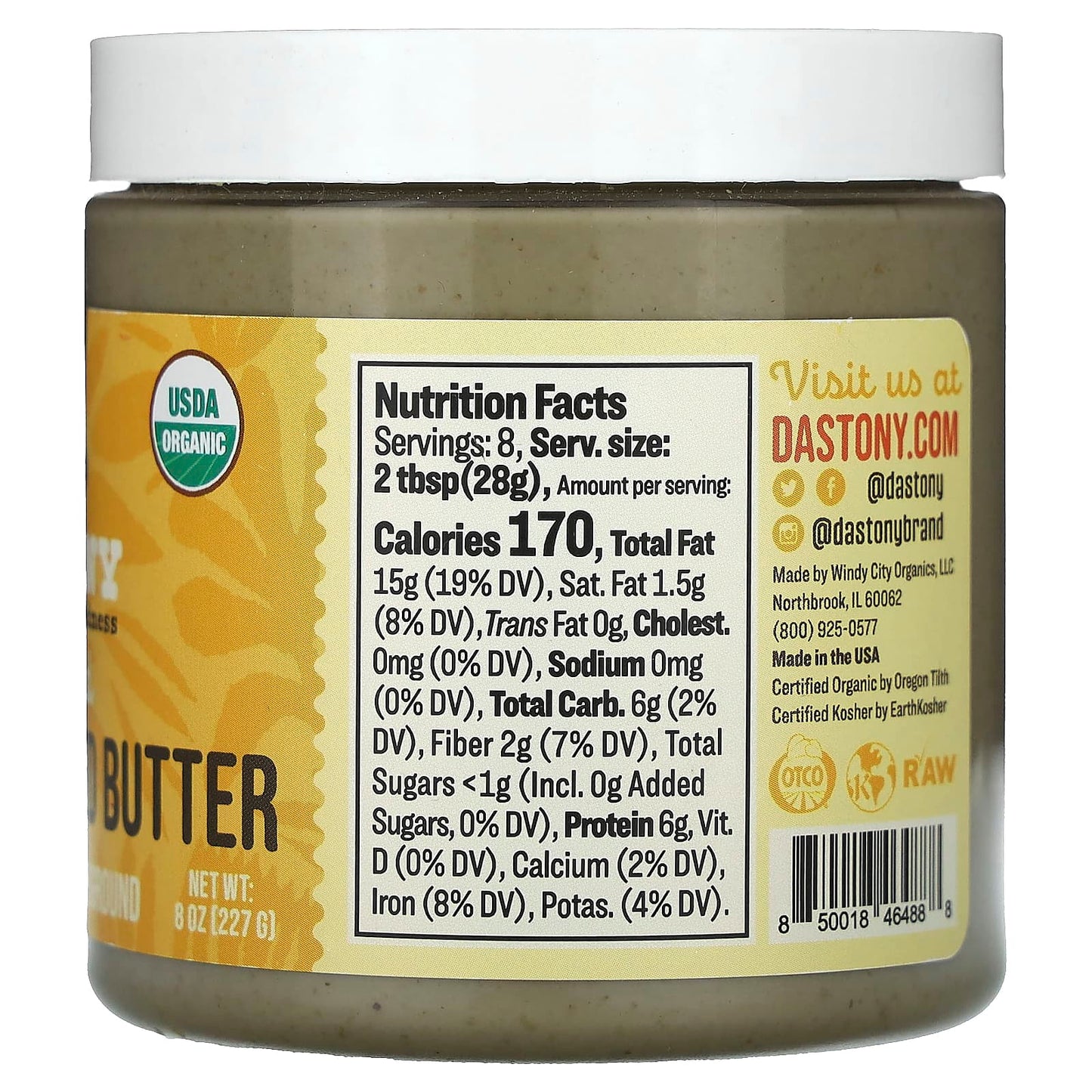 USDA Organic Sprouted Sunflower Seed Butter by Dastony, 8 oz (227 g) - Image 2