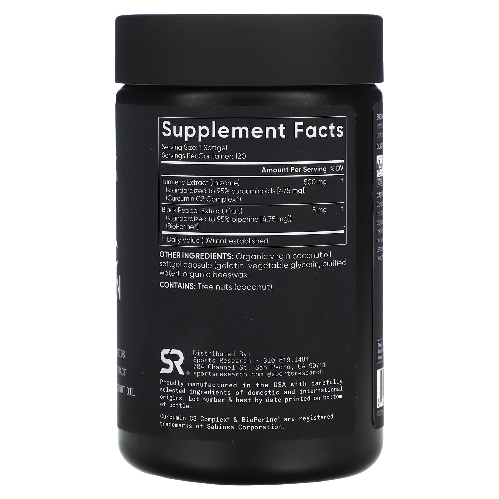 Sports Research, Turmeric Curcumin, 500 mg, 120 Softgels - Image 2