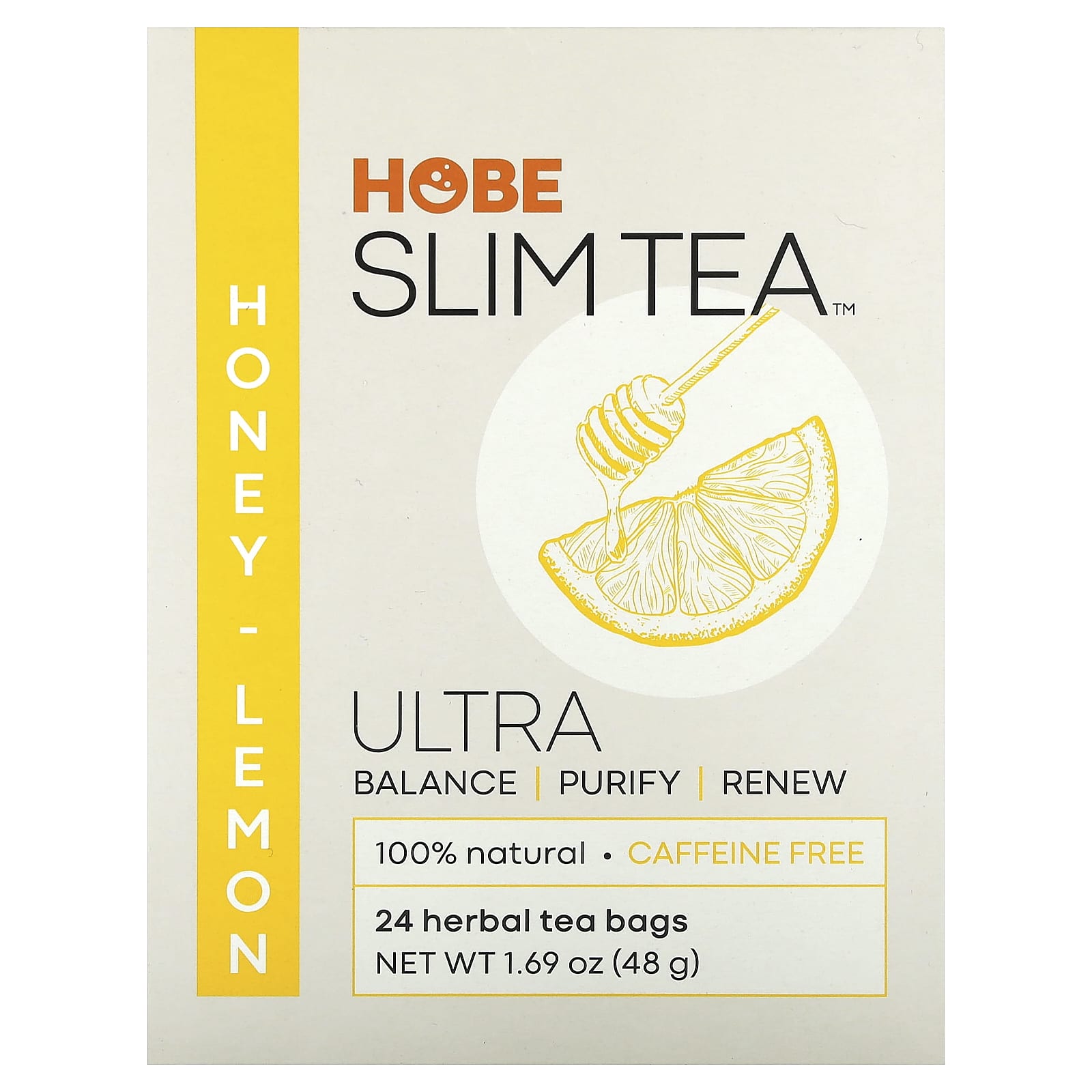 Hobe Labs, Ultra Slim Tea, Honey Lemon, Caffeine Free, 24 Herbal Tea Bags, 1.69 oz (48 g) Each