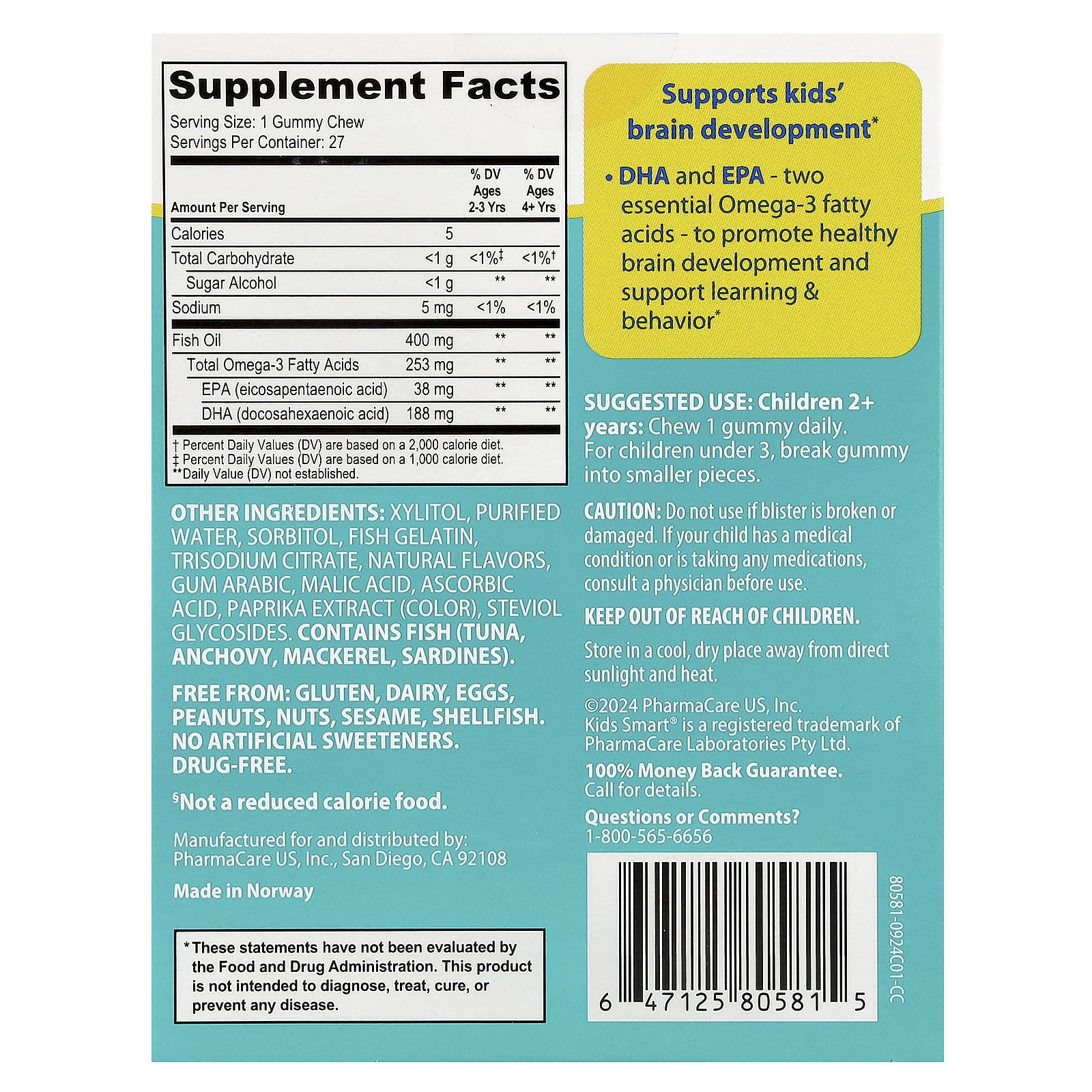 Kids Smart, Vita Gummies, Brain Booster, Sugar-Free, Ages 2+, Tutti Frutti, 27 Gummy Chews - Image 2