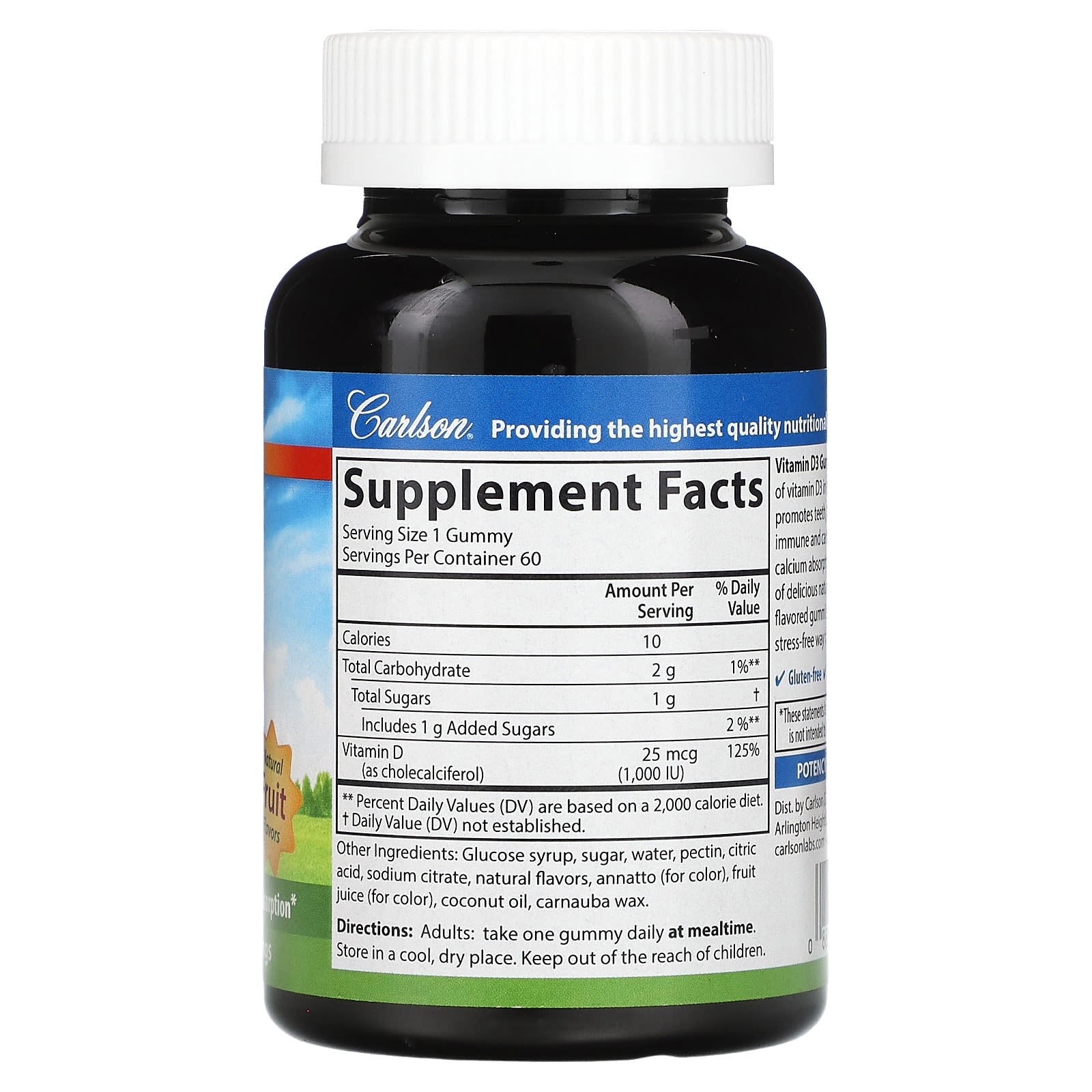 Carlson Vitamin D3 Gummies - 1,000 IU, Gluten-Free & Soy-Free - Image 2
