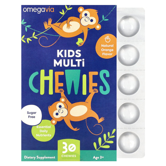 OmegaVia, Kids Multi Chewies, Age 3+, Natural Orange, 30 Chewies - Image 1
