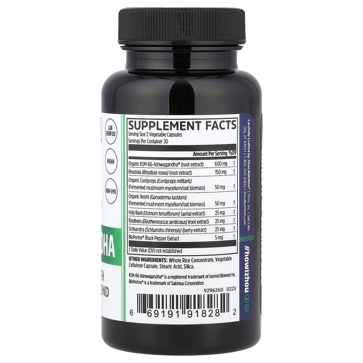 Zhou Nutrition, Ashwagandha, 60 Veggie Capsules - Image 2