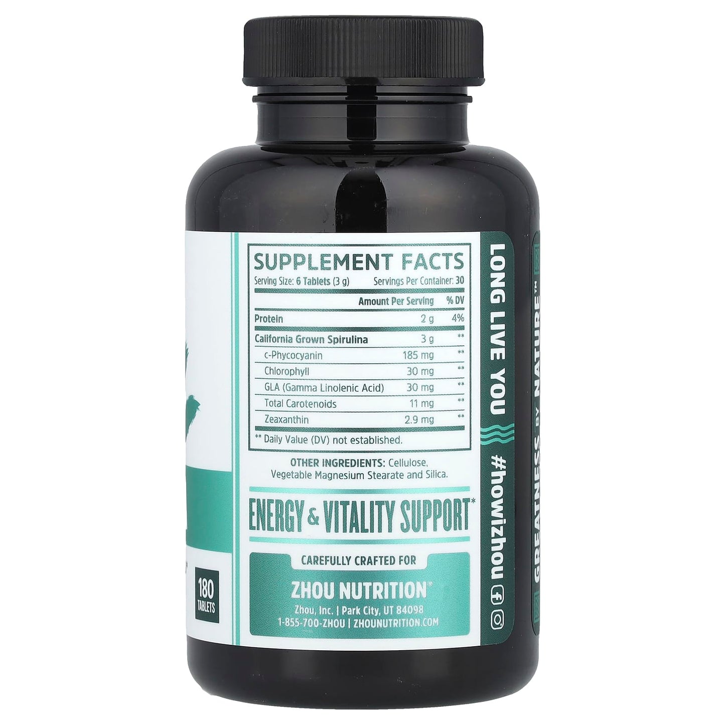 Zhou Nutrition, Spirulina, 180 Tablets - Image 2