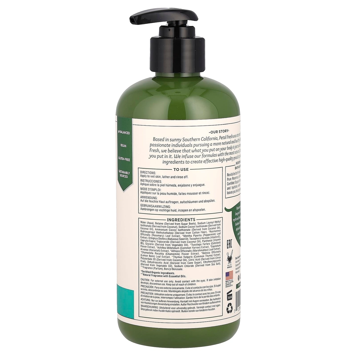 Petal Fresh, Energizing Bath & Shower Gel, Rosemary & Mint, 16 fl oz (475 ml) - Image 2